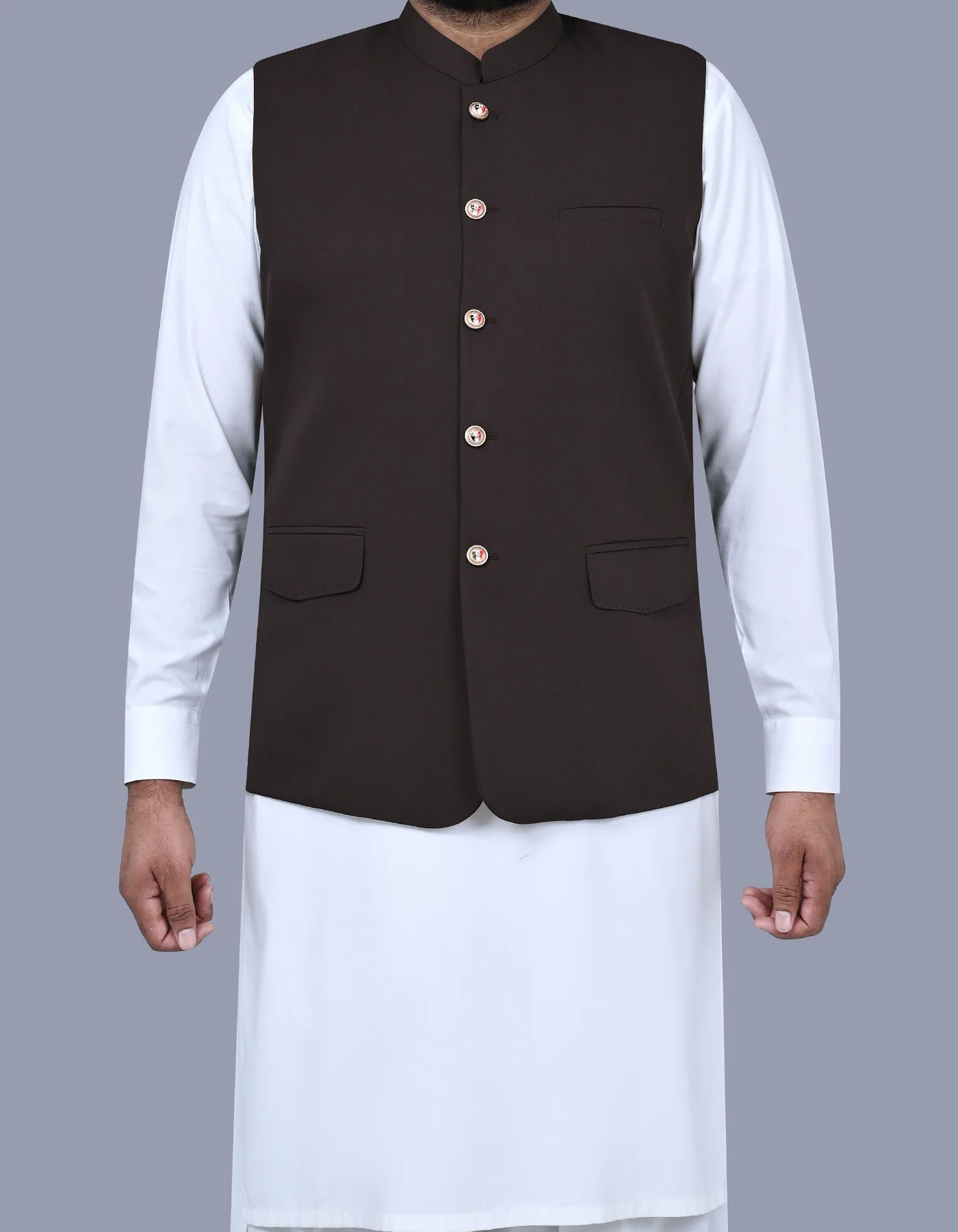 Chocolate Plain Smart Fit Waistcoat