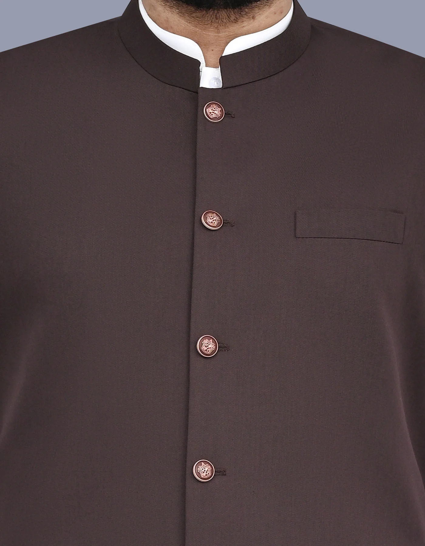 Chocolate Plain Smart Fit Waistcoat - Image 2