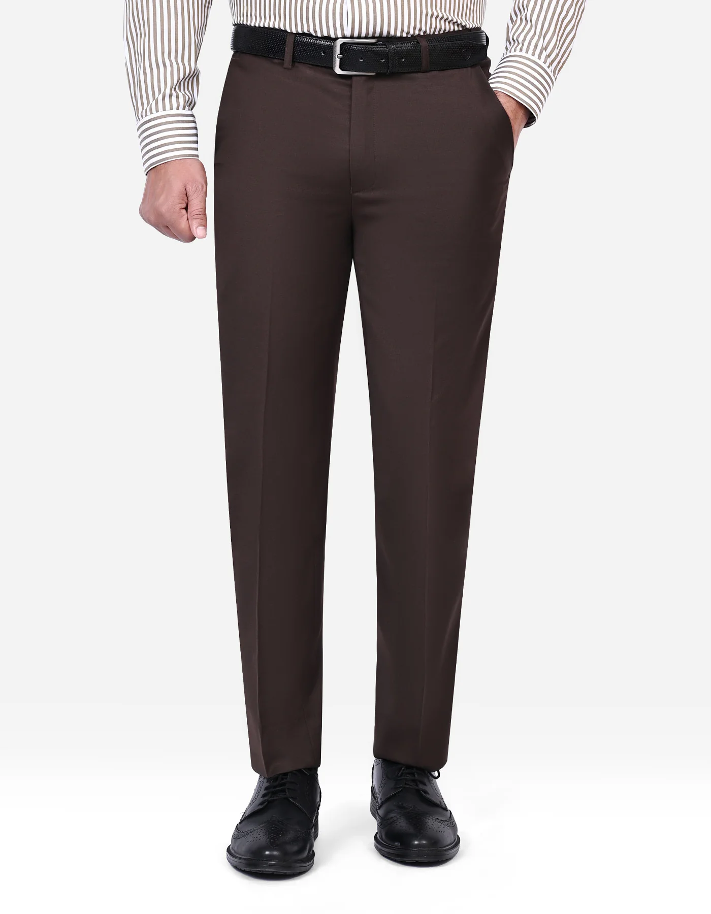 Chocolate Plain Tailored Smart Fit Formal Trouser
