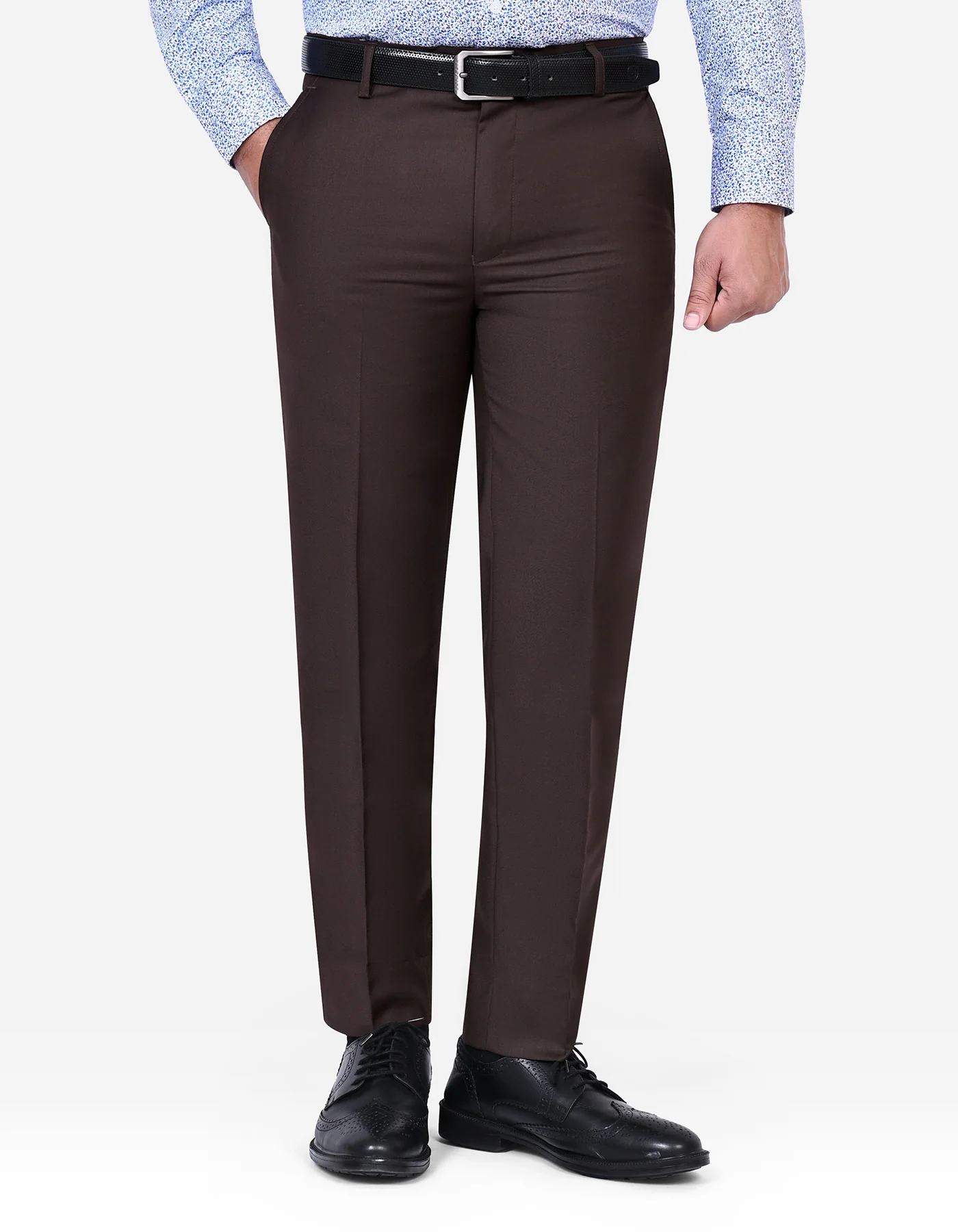 Chocolate Plain Tailored Smart Fit Formal Trouser