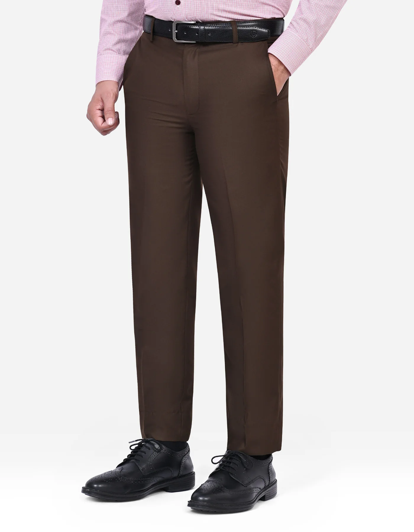 Chocolate Plain Tailored Smart Fit Formal Trouser