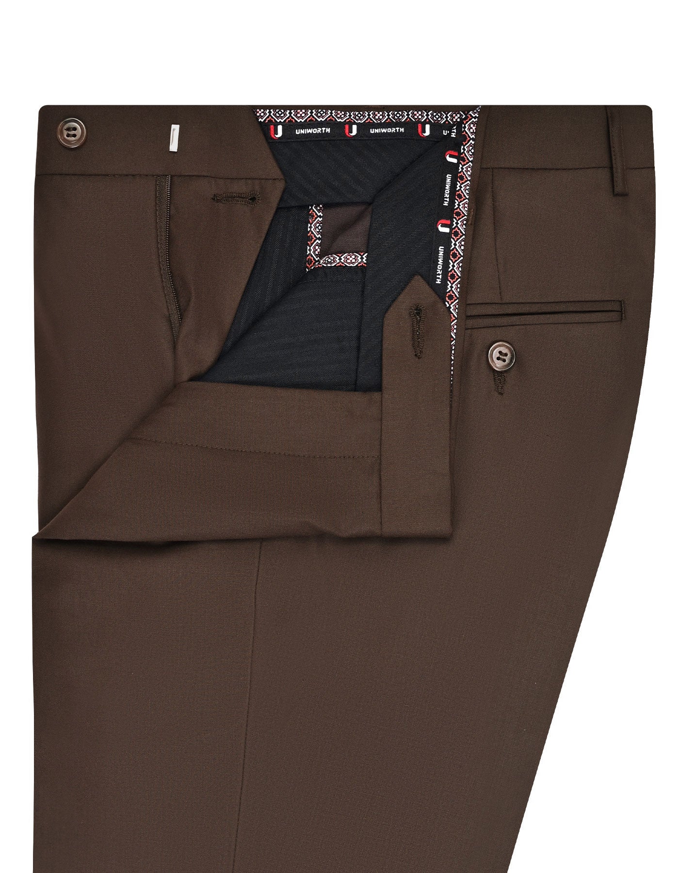 Chocolate Plain Tailored Smart Fit Formal Trouser - Image 2