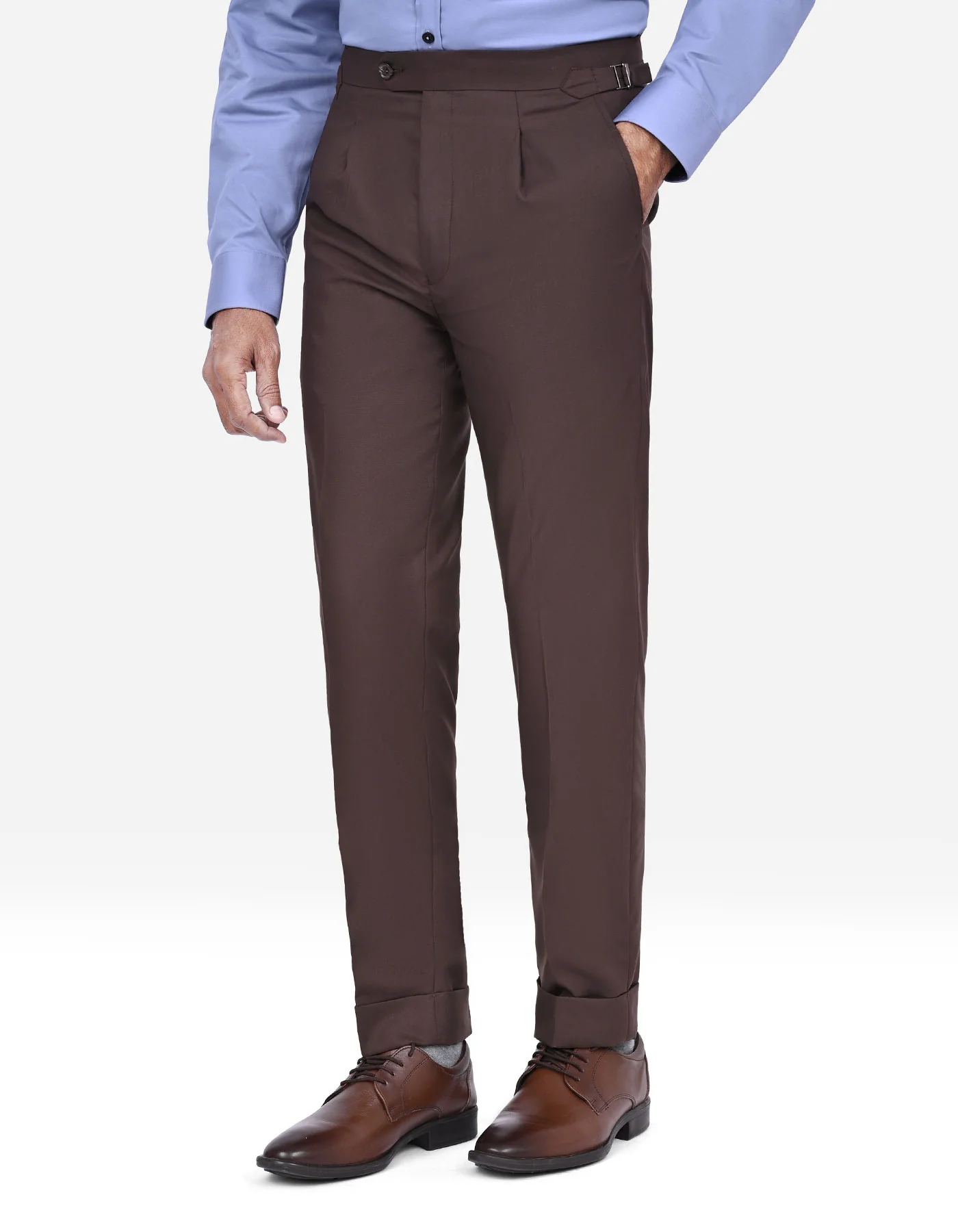 Chocolate Plain Tailored Smart Fit Formal Trouser