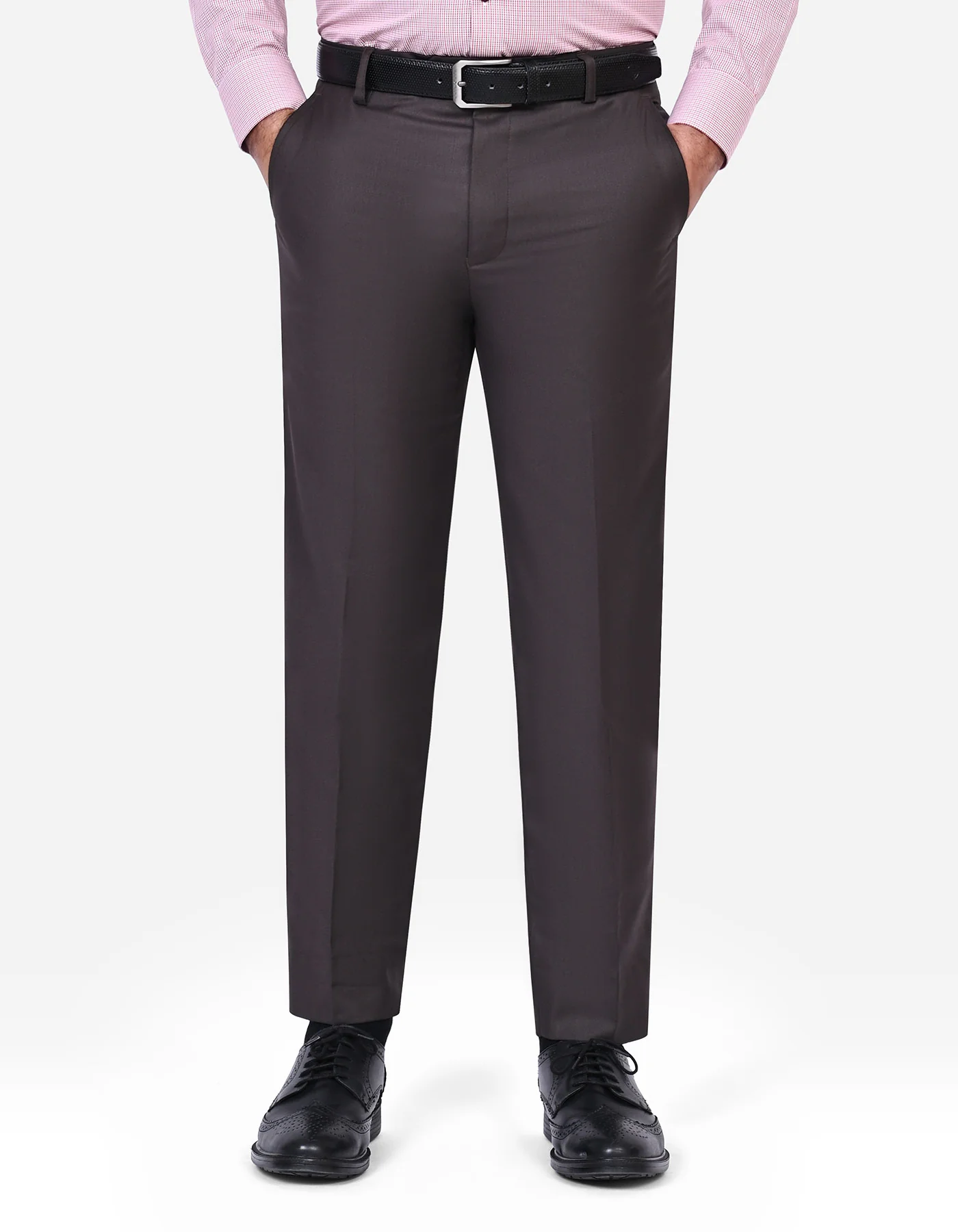 Chocolate Plain Tailored Smart Fit Formal Trouser