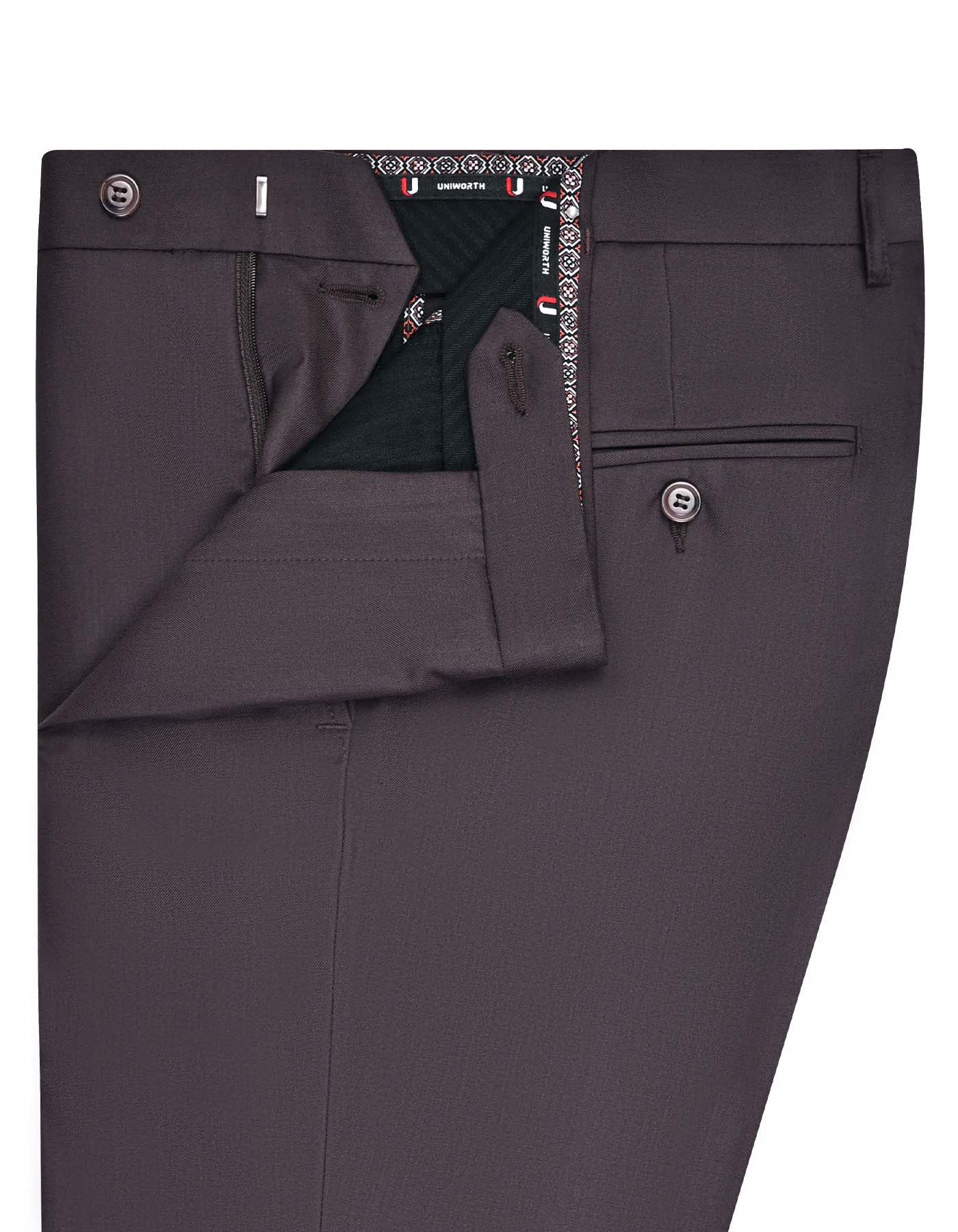 Chocolate Plain Tailored Smart Fit Formal Trouser - Image 2