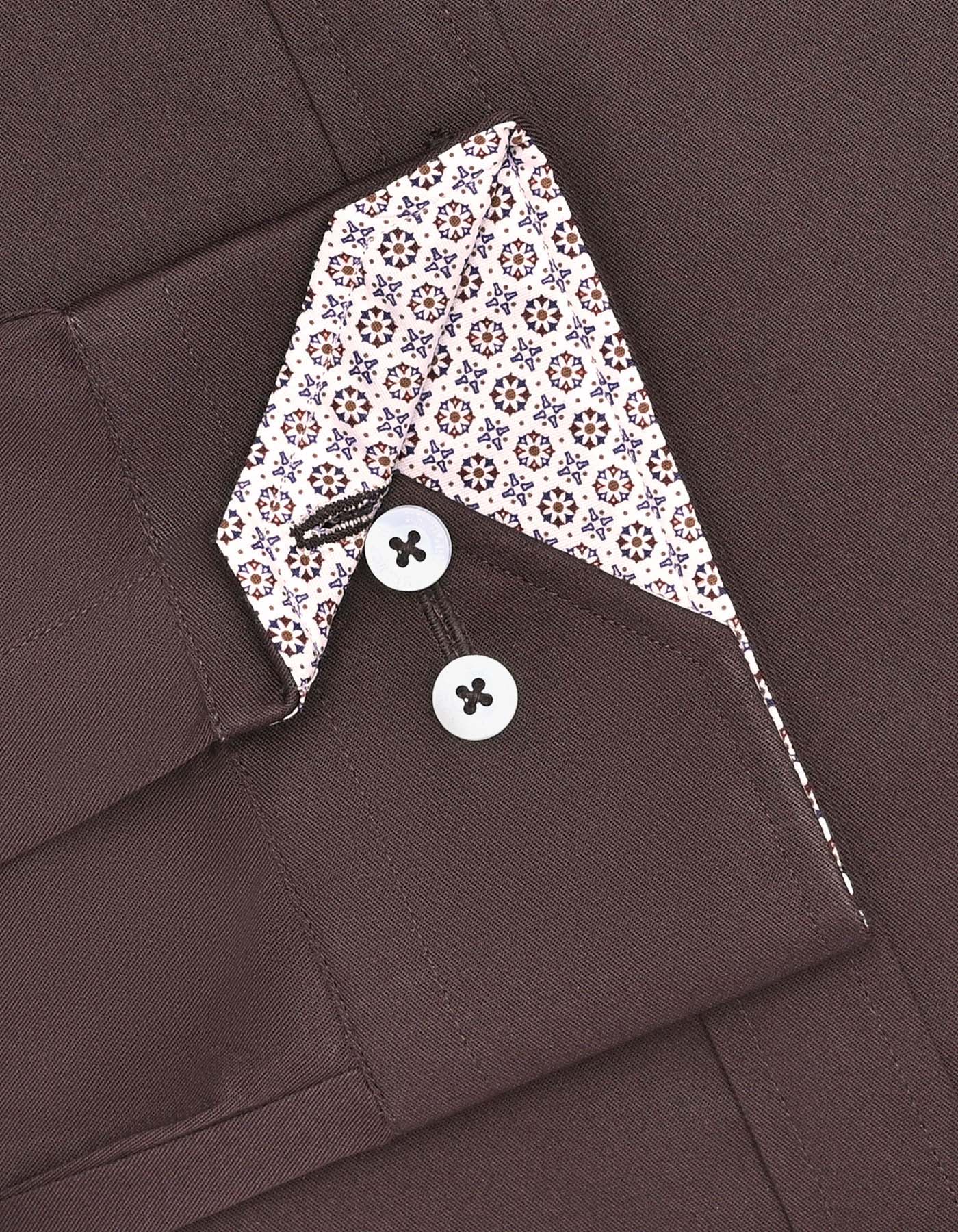 Chocolate Plain Tailored Smart Fit Shirt - Image 3
