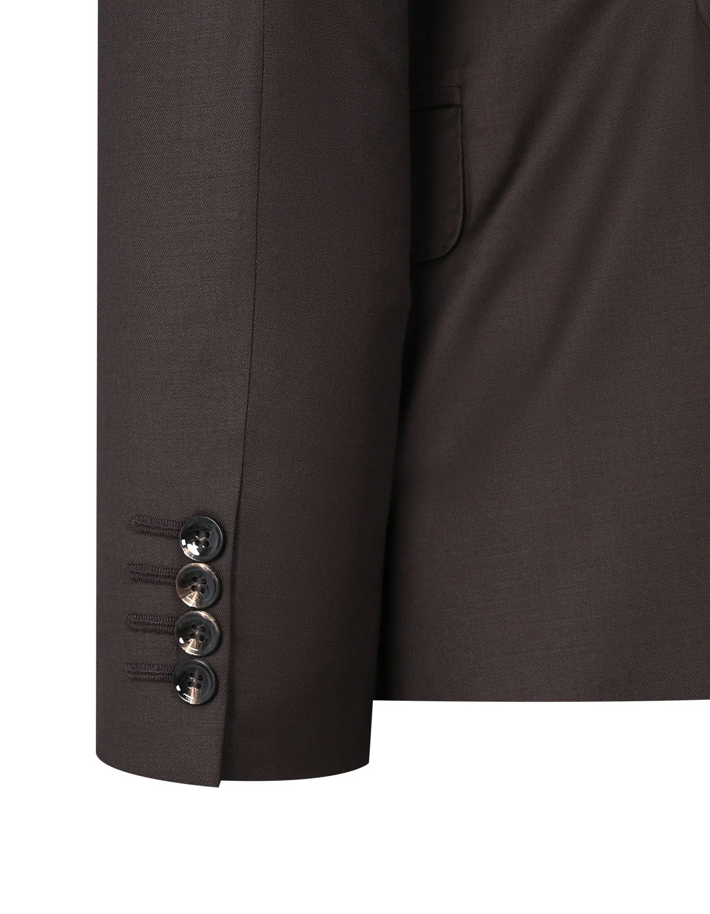 Chocolate Plain Tailored Smart Fit Suit - Image 4