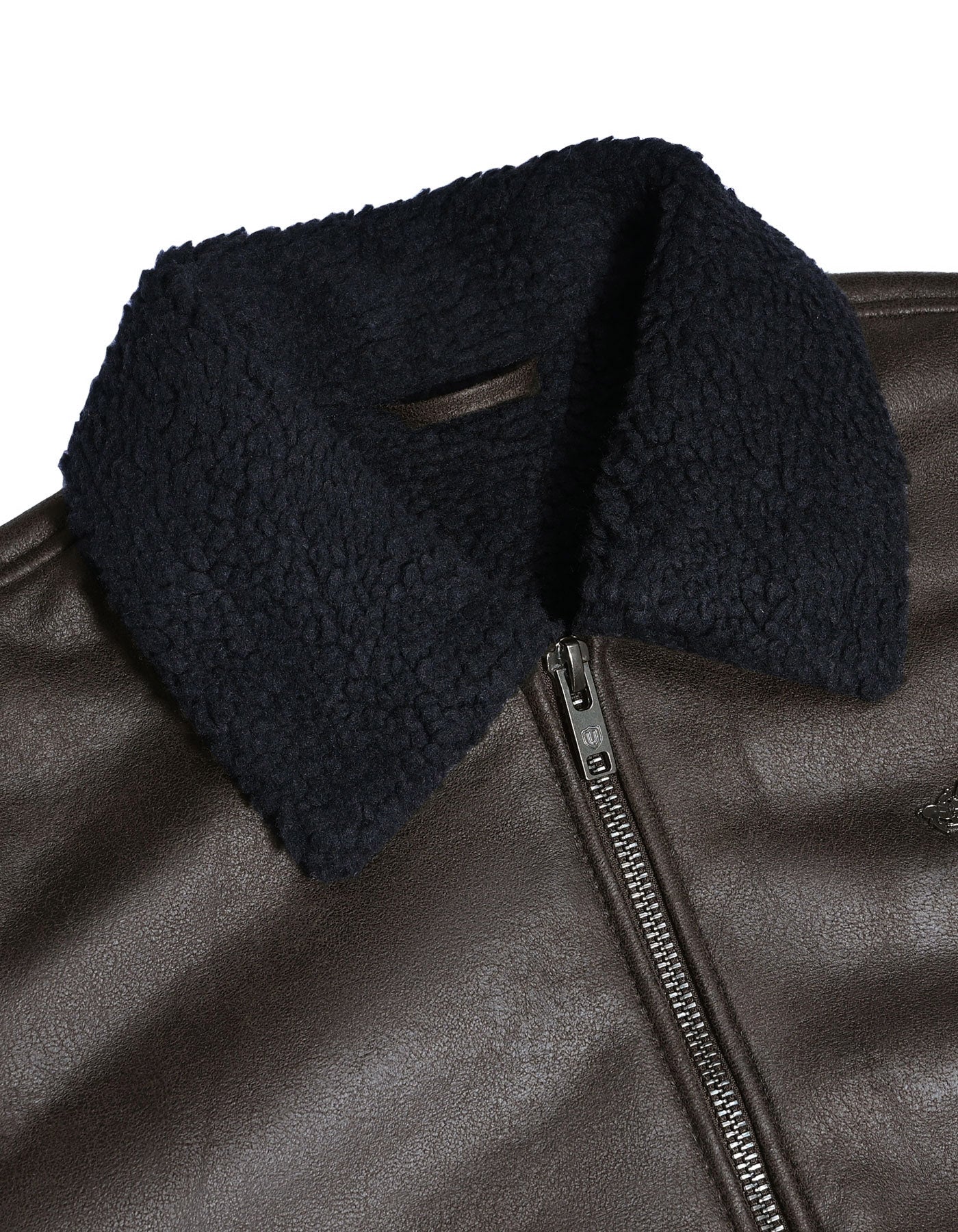 Chocolate Shearling Collar Aviator Jacket - Image 3