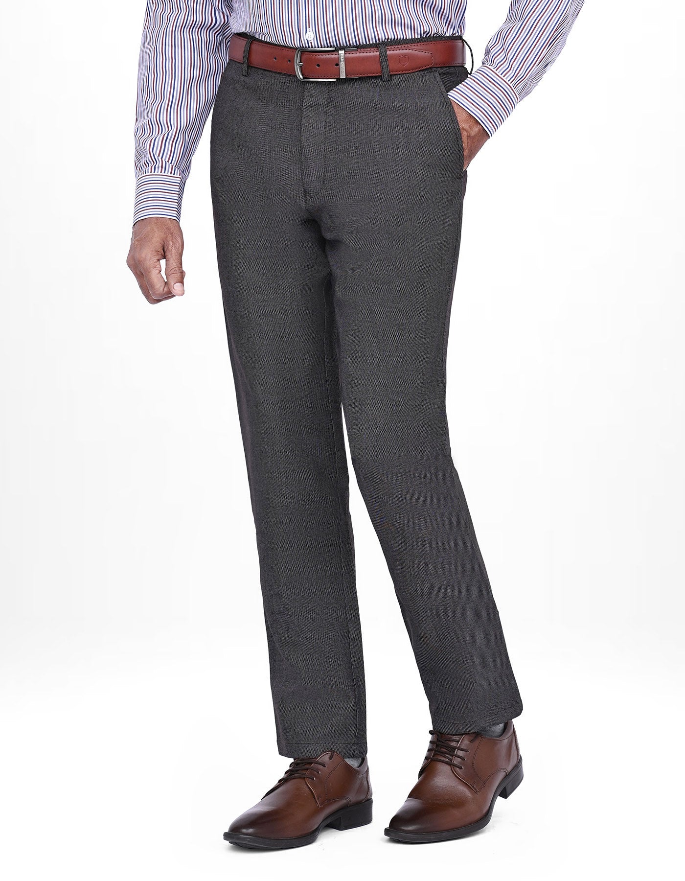 Chocolate Texture Classic Fit Cotton Trouser