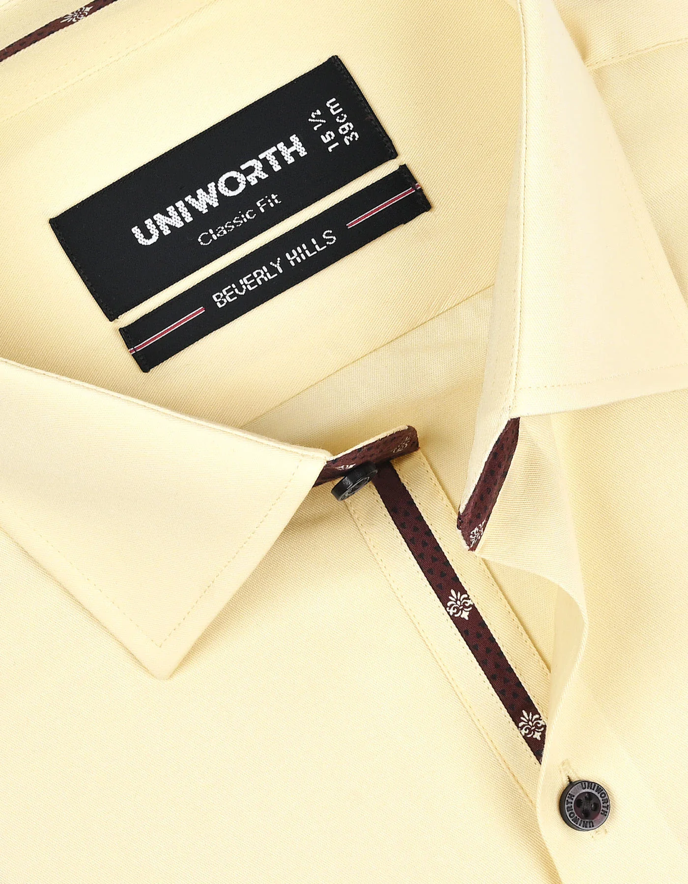 Cream Plain Classic Fit Shirt - Image 2