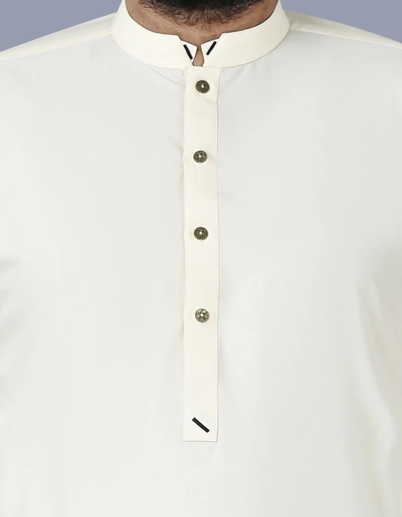 Cream Plain Kameez Shalwar - Image 2