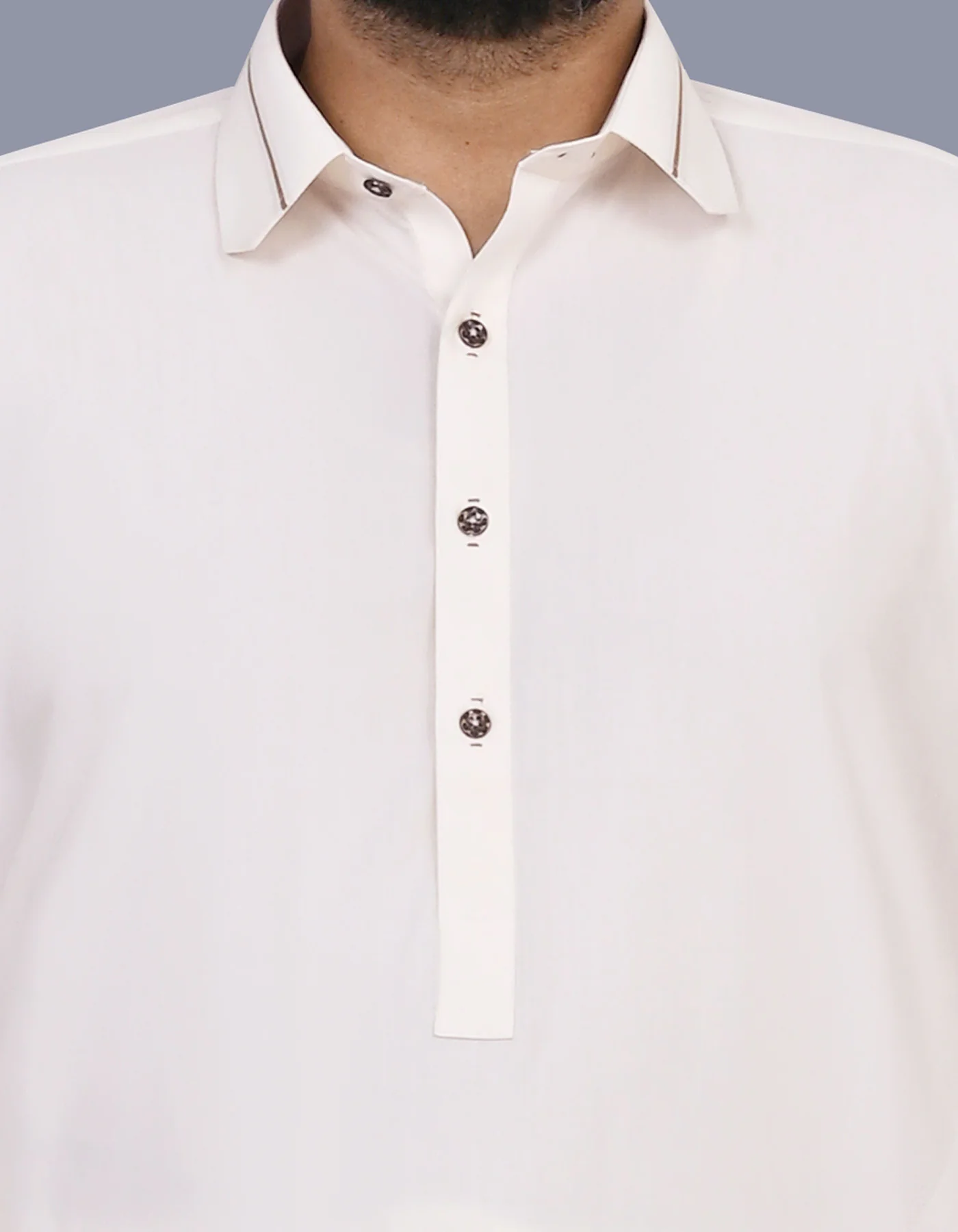 Cream Plain Kameez Shalwar - Image 2