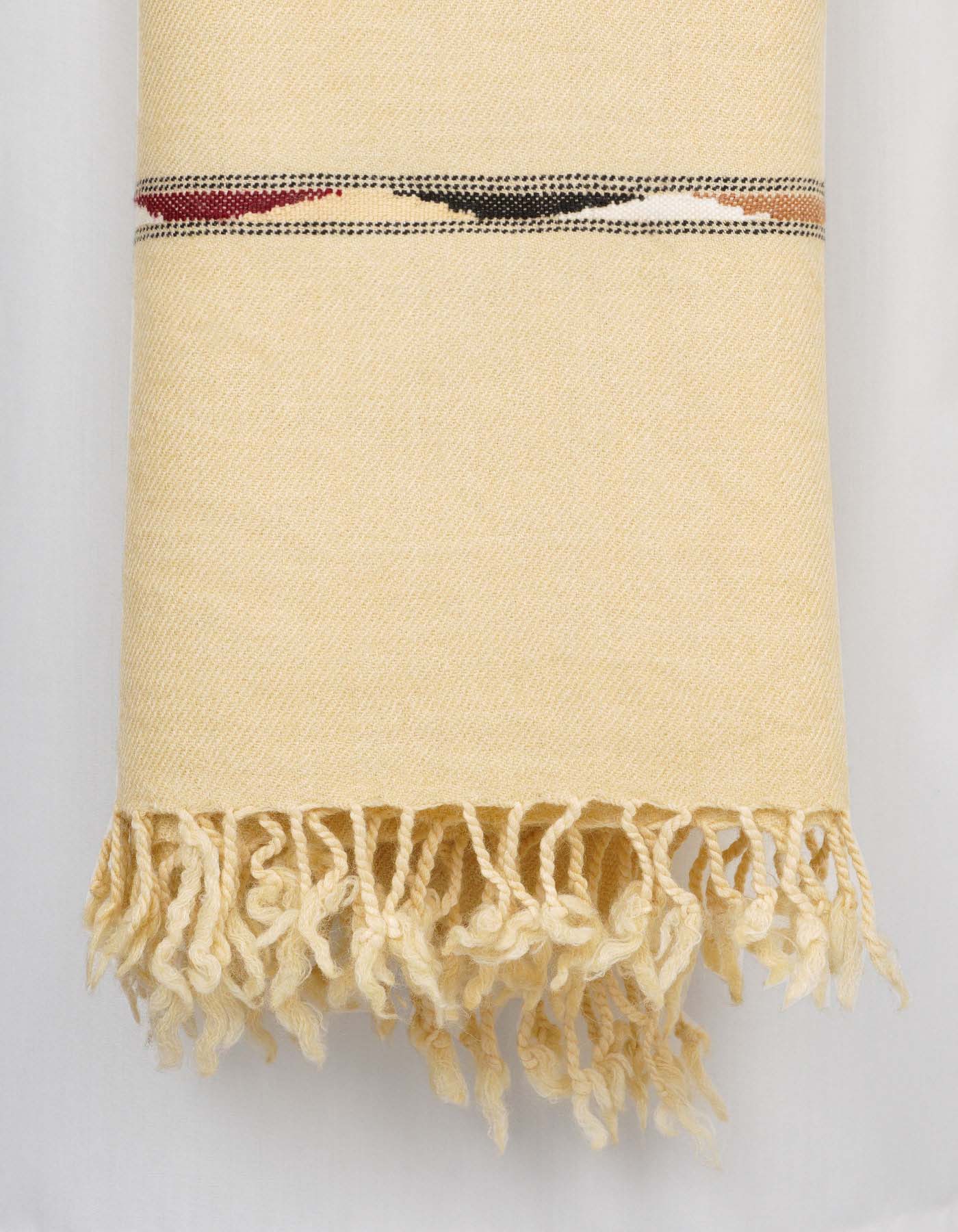 Cream Plain Wool Blend Men Shawl - Image 4