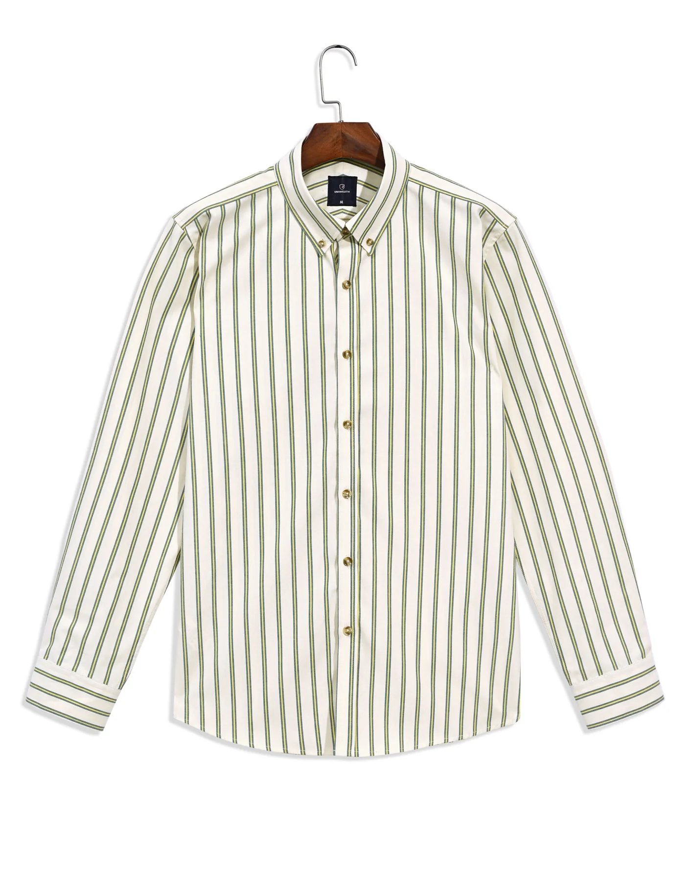 Cream Stripe Regular Fit Casual Shirt