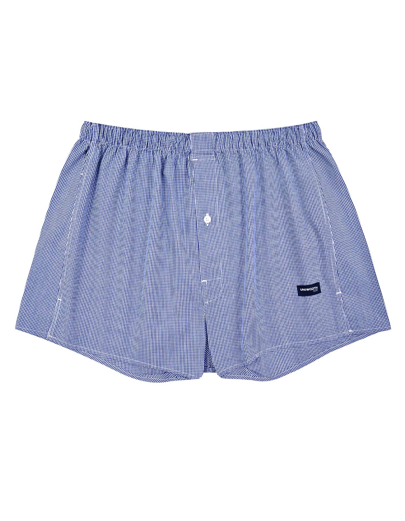 D Blue Check Woven Boxer