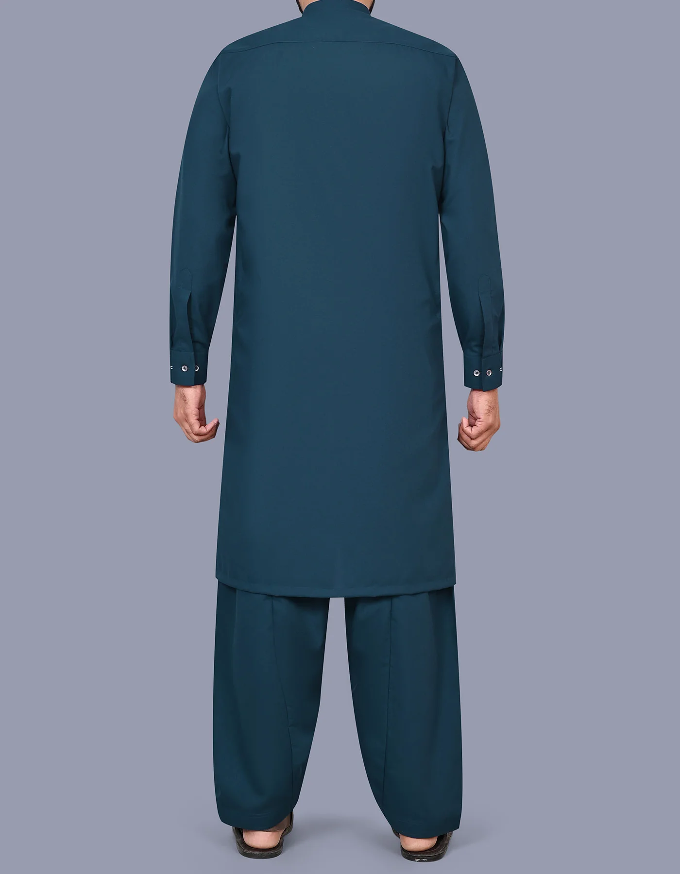 D Blue Plain Kameez Shalwar - Image 4