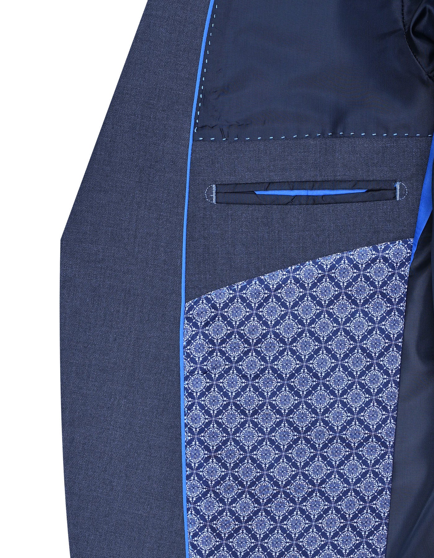 D Blue Texture Tailored Smart Fit Suit - Image 5