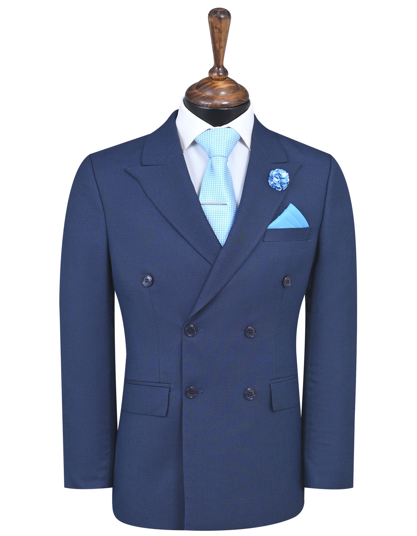 D Blue Texture Tailored Smart Fit Suit