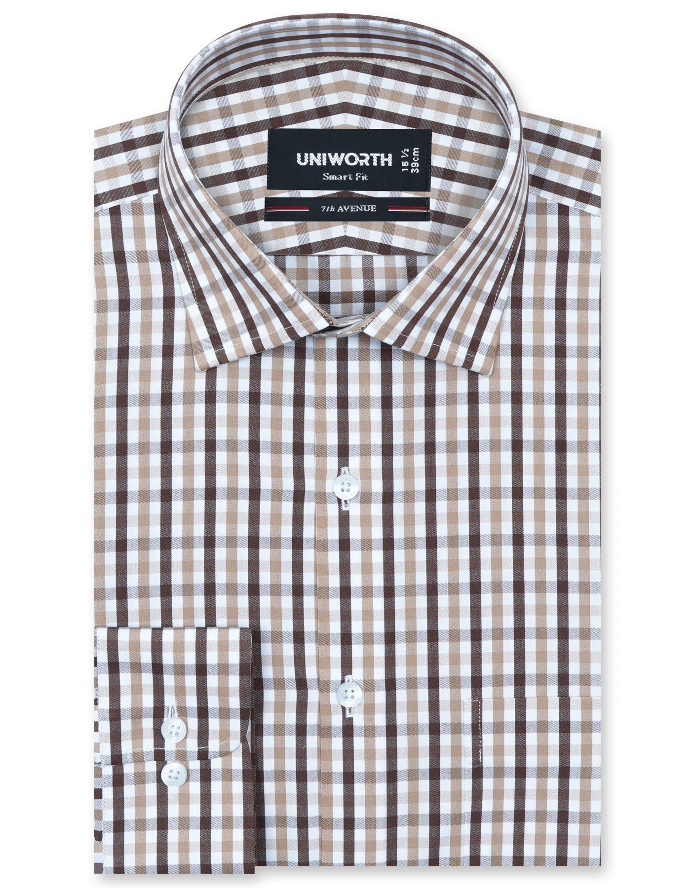 D Brown Check Tailored Smart Fit Shirt