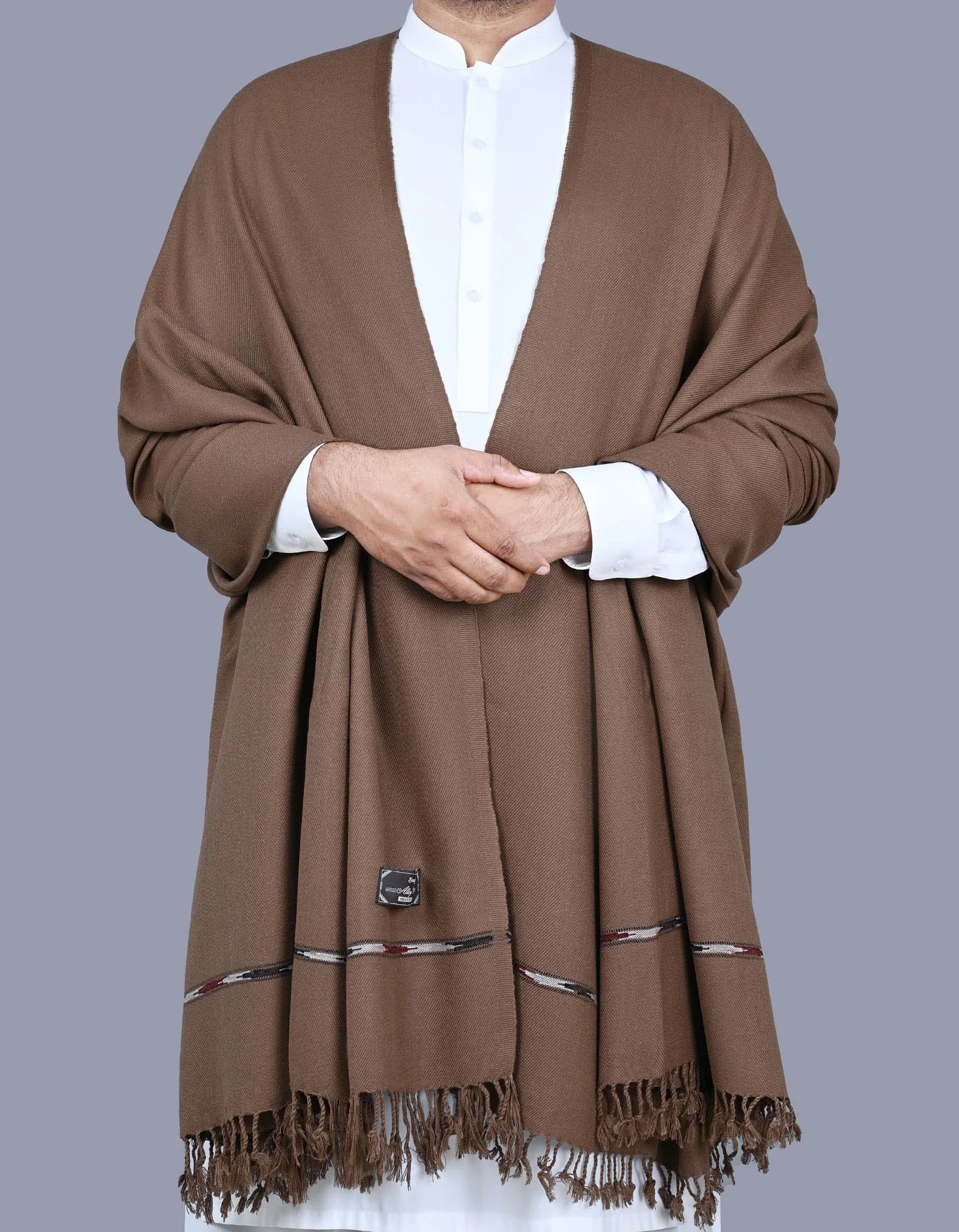D Brown Plain 100% Acrylic Men Shawl