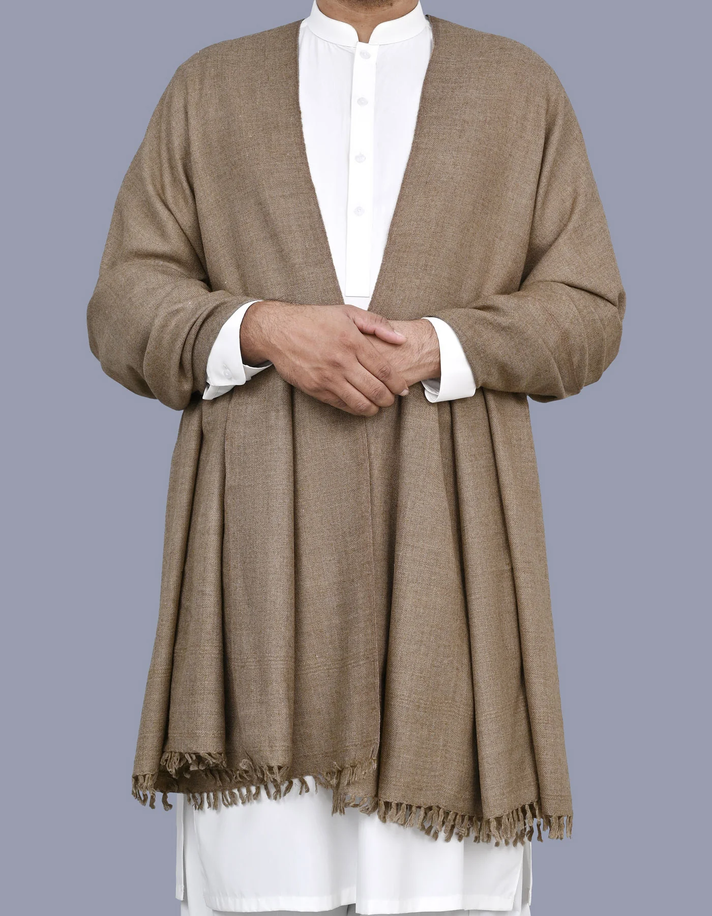D Brown Plain Cotton Blend Men Shawl