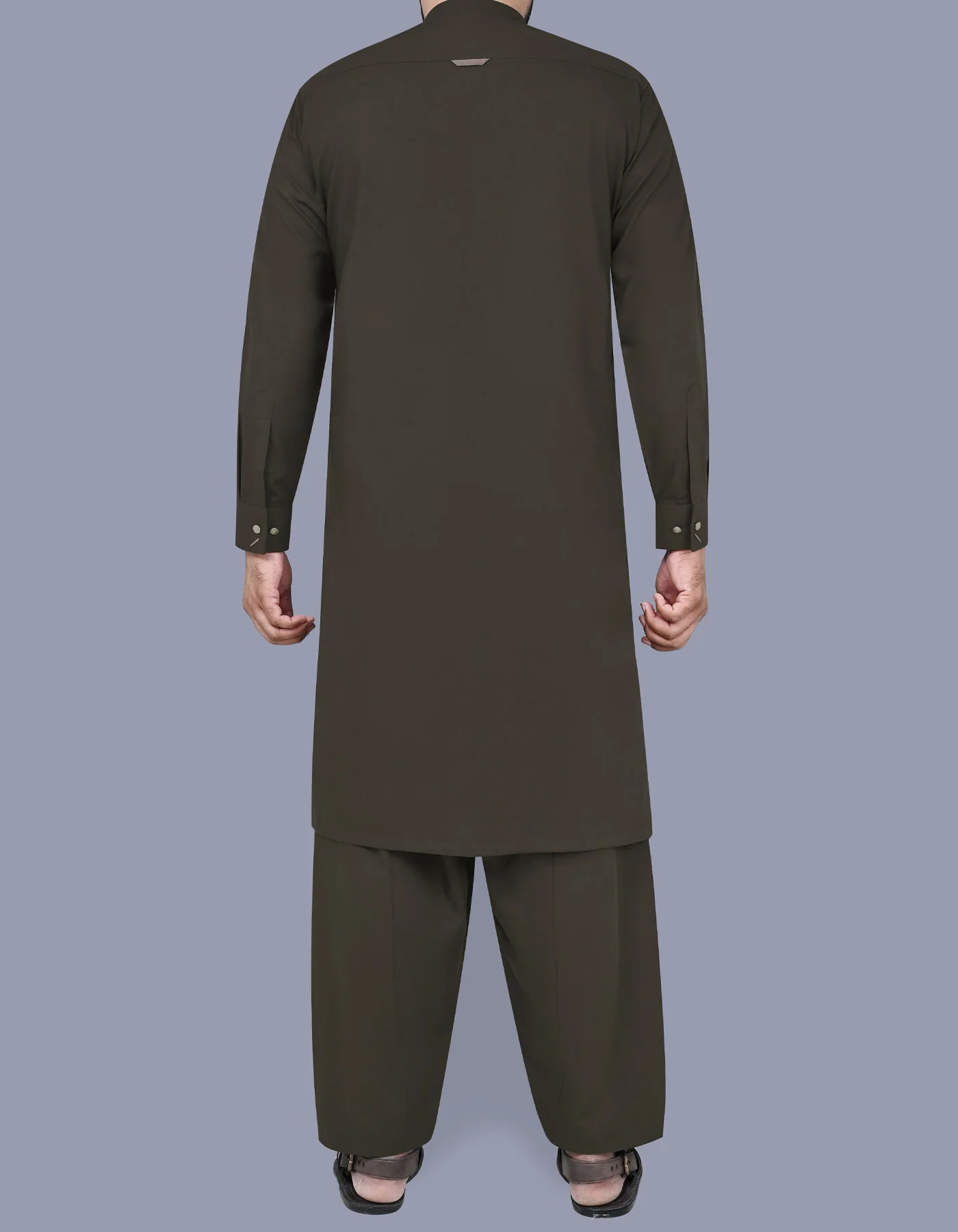 D Brown Plain Kameez Shalwar - Image 5