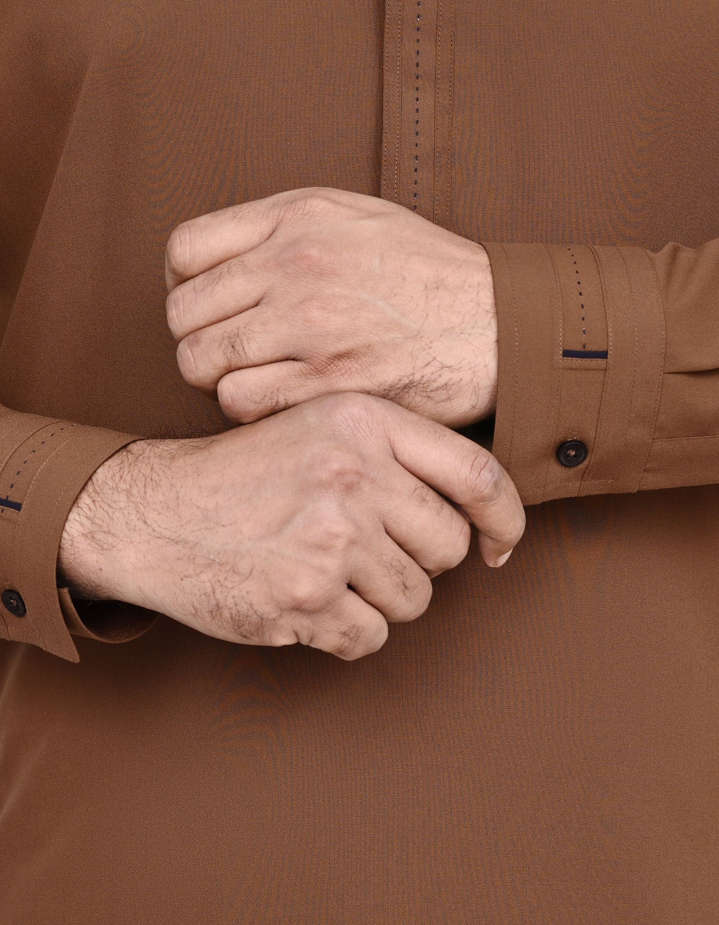 D Brown Plain Kameez Shalwar - Image 3