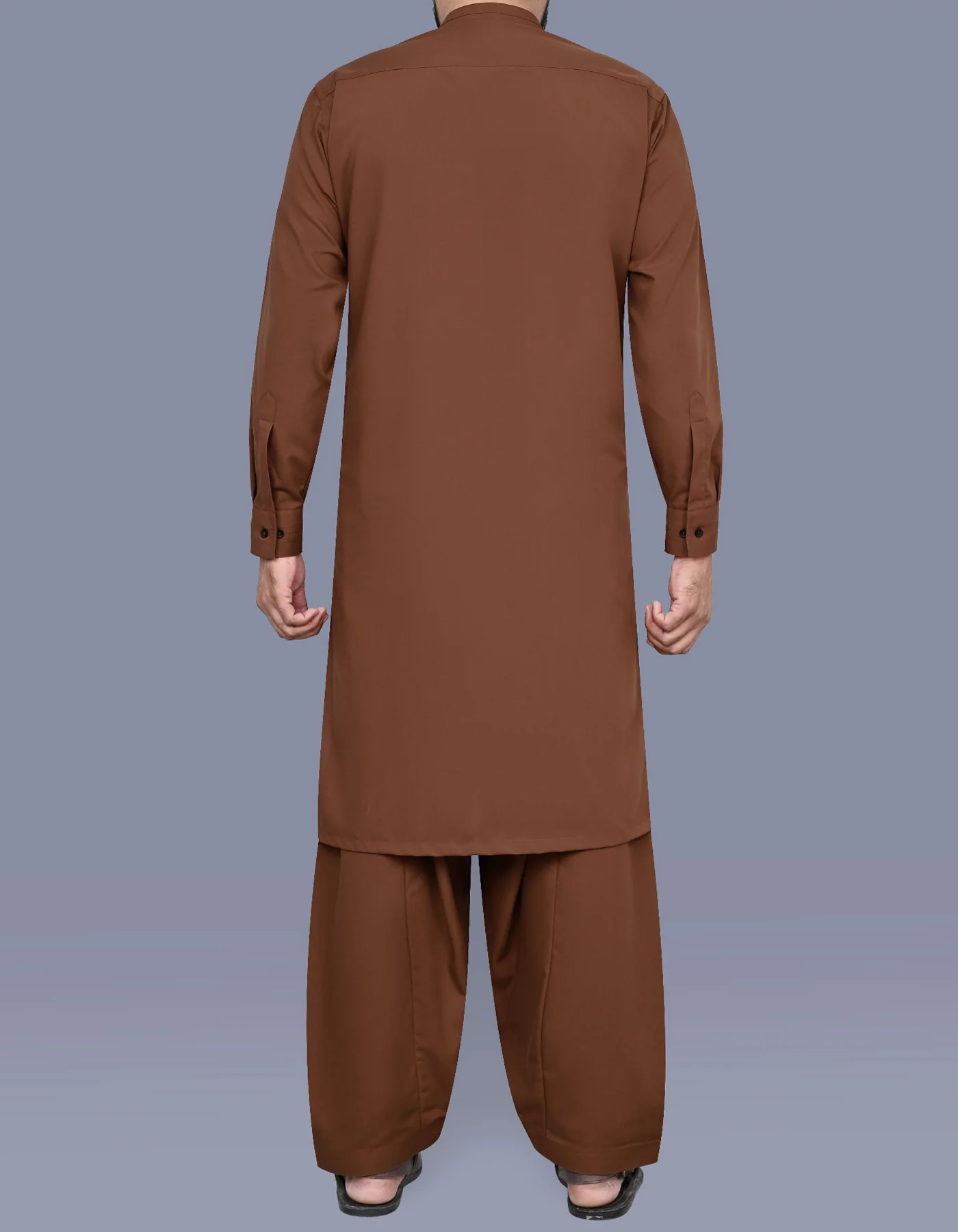 D Brown Plain Kameez Shalwar - Image 4