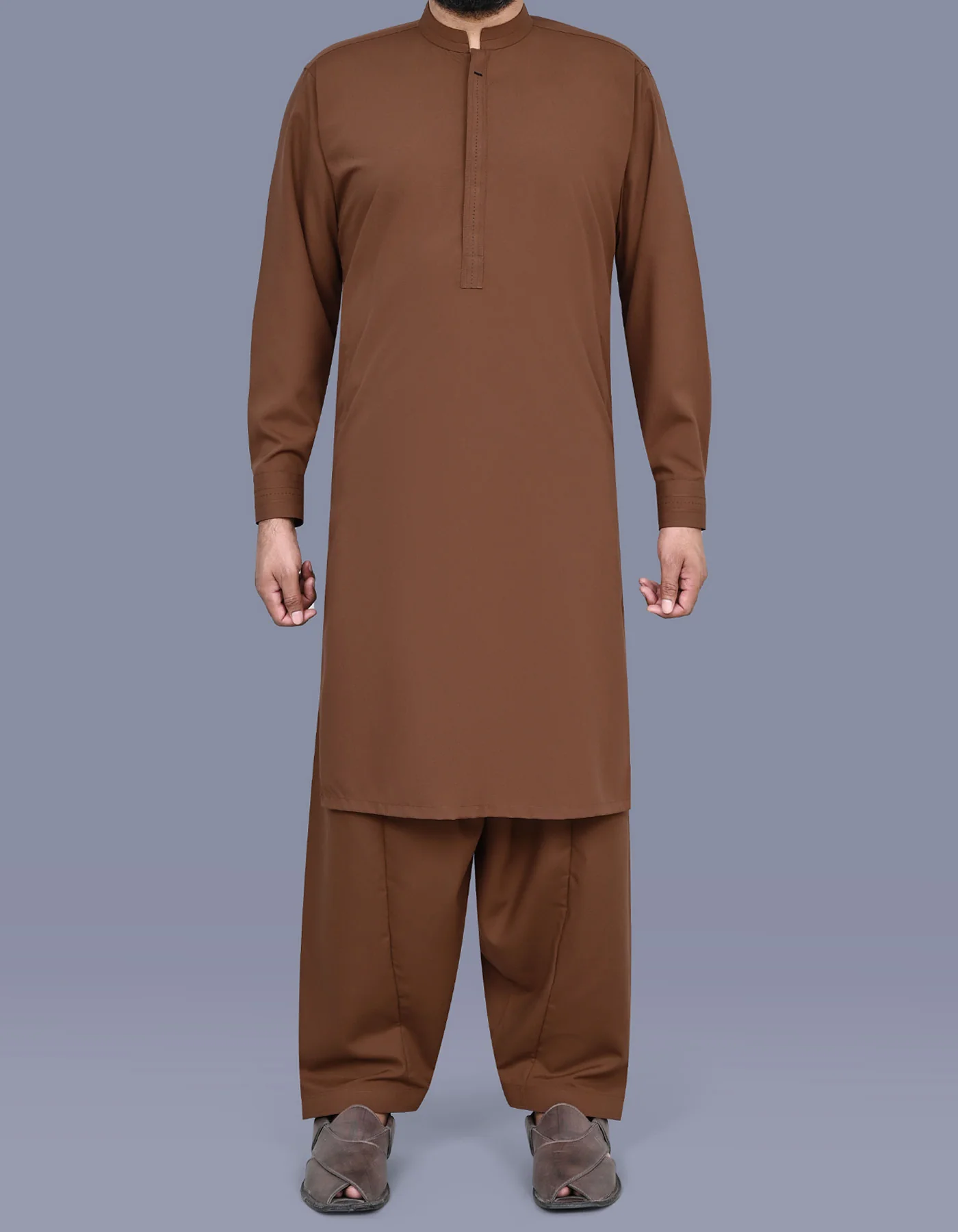 D Brown Plain Kameez Shalwar