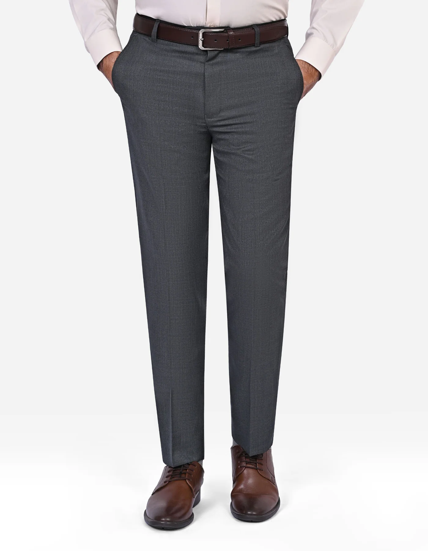 D Charcoal Plain Smart Fit Formal Trouser