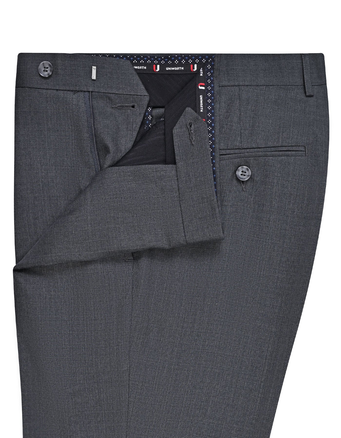D Charcoal Plain Smart Fit Formal Trouser - Image 2
