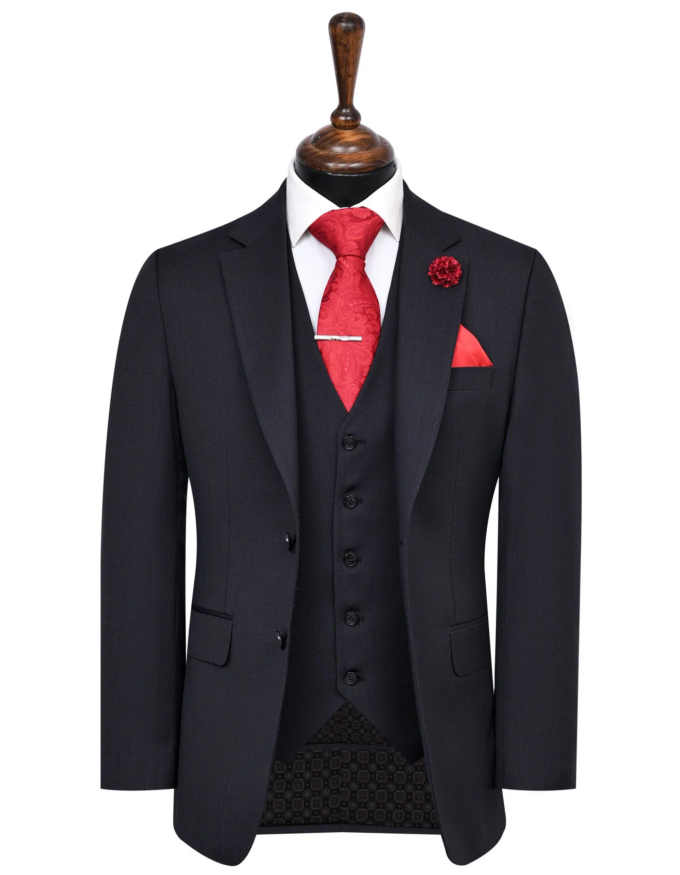 D Charcoal Texture Classic Fit Suit