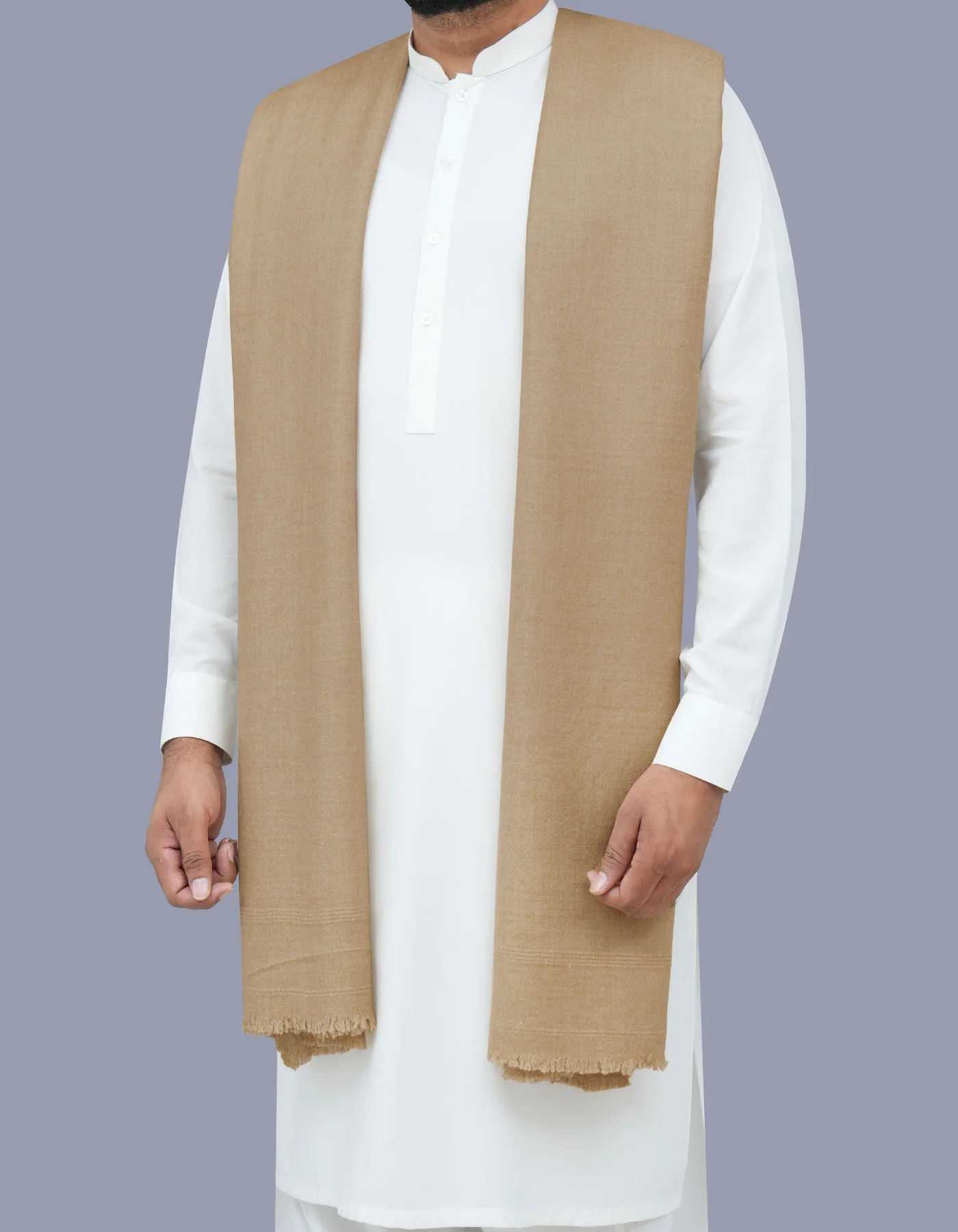 D Fawn Plain 100% Acrylic Men Shawl - Image 3