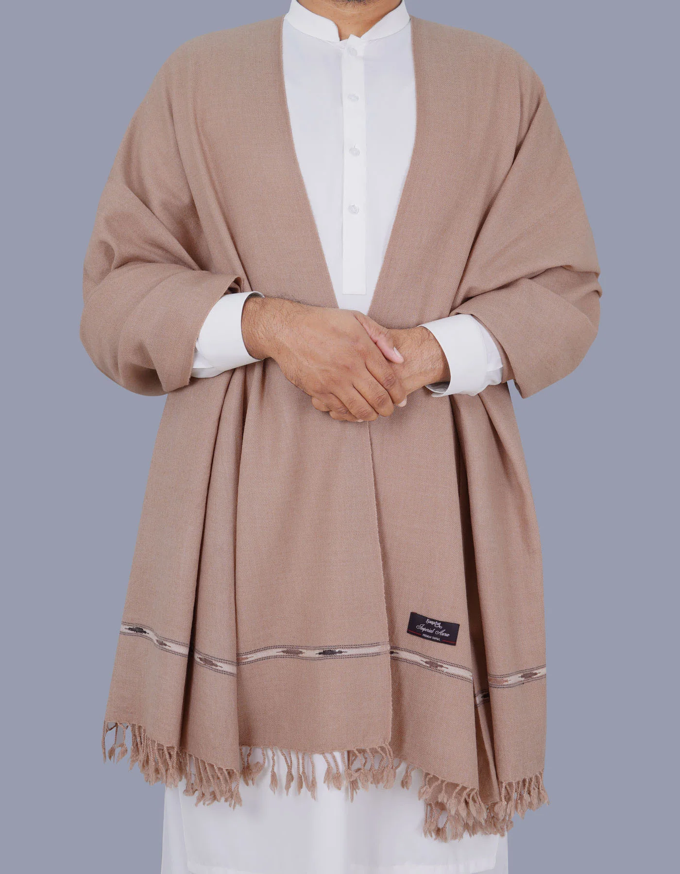 D Fawn Plain 100% Wool Men Shawl