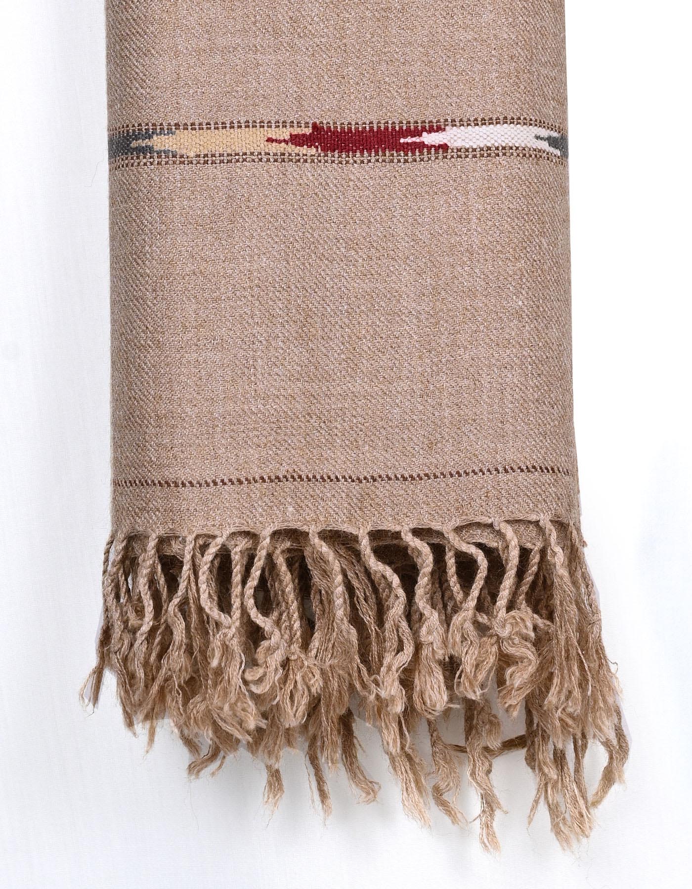 D Fawn Plain Wool Blend Men Shawl - Image 3