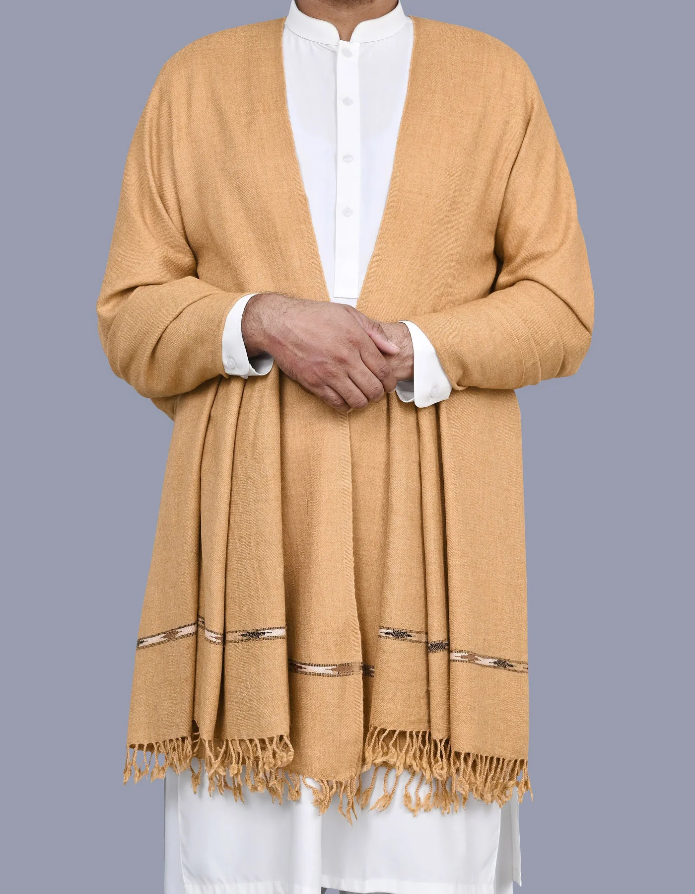D Fawn Plain Wool Blend Men Shawl