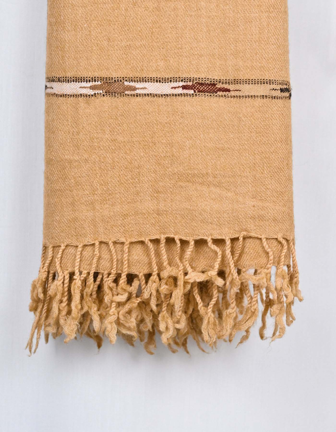 D Fawn Plain Wool Blend Men Shawl - Image 3
