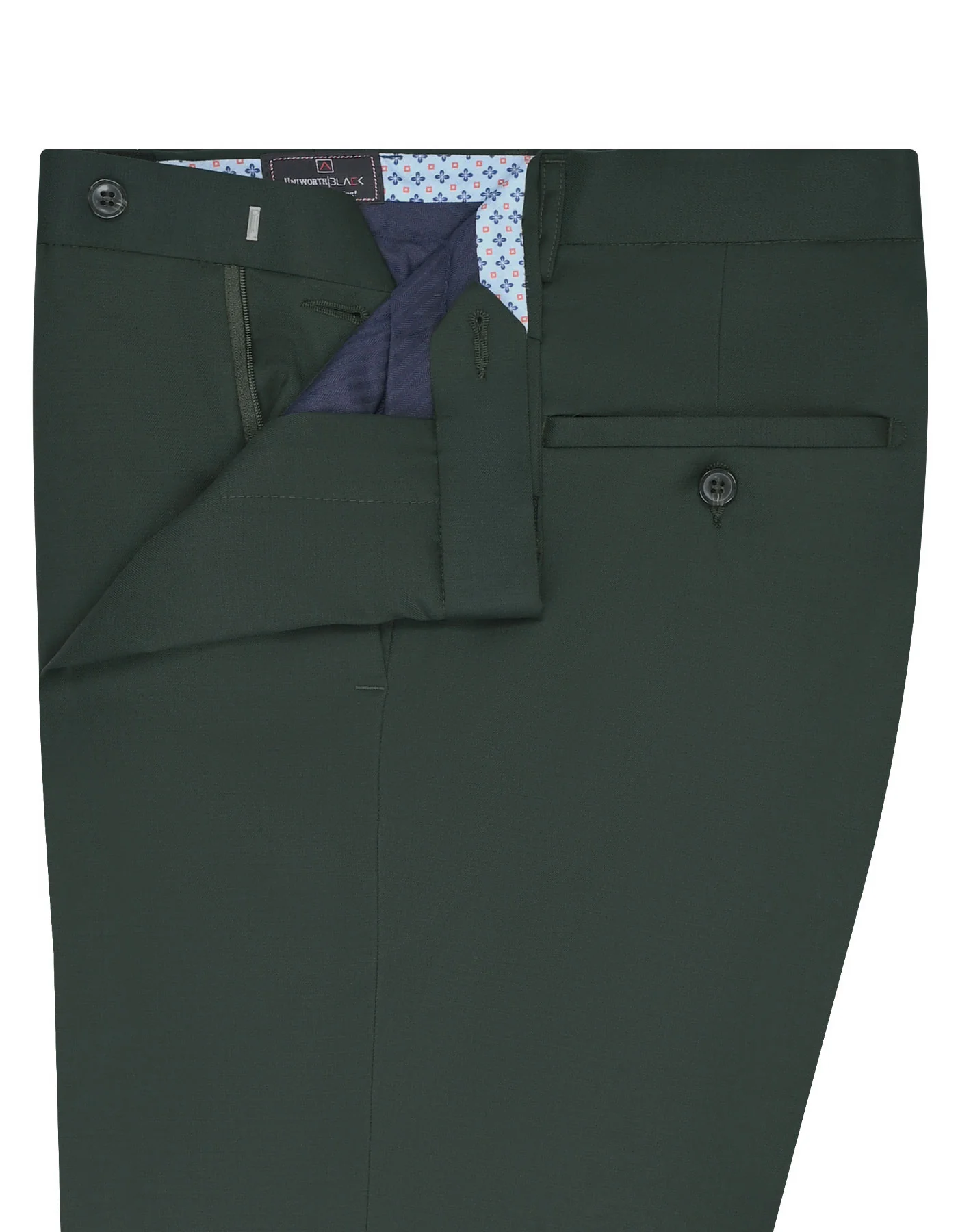 D Green Plain Classic Fit Formal Trouser - Image 2