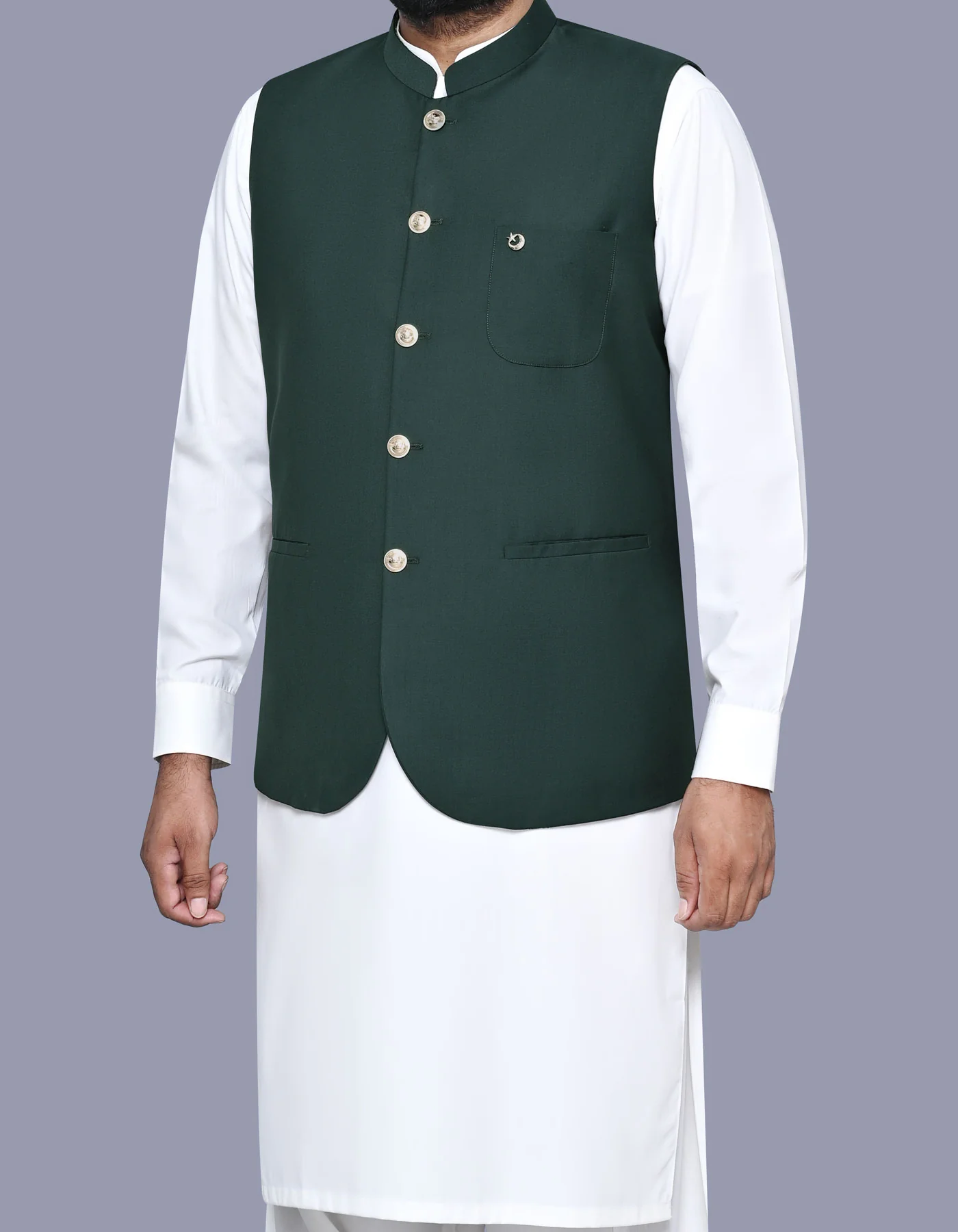 D Green Plain Essential Waistcoat - Image 3