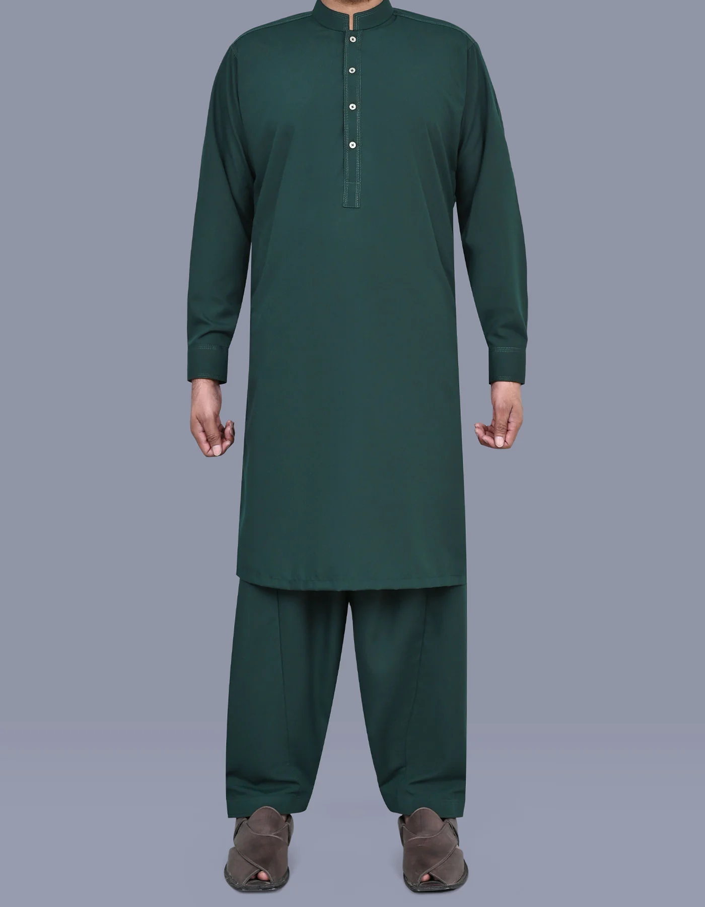 D Green Plain Kameez Shalwar