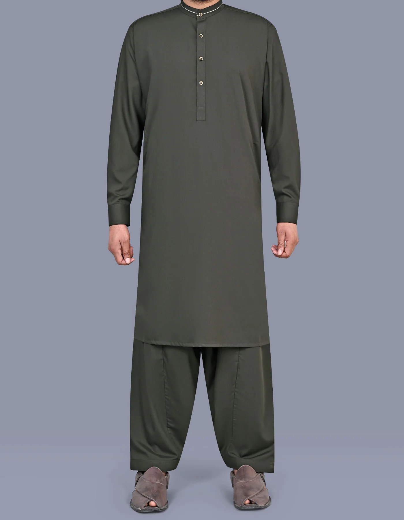 D Green Plain Kameez Shalwar