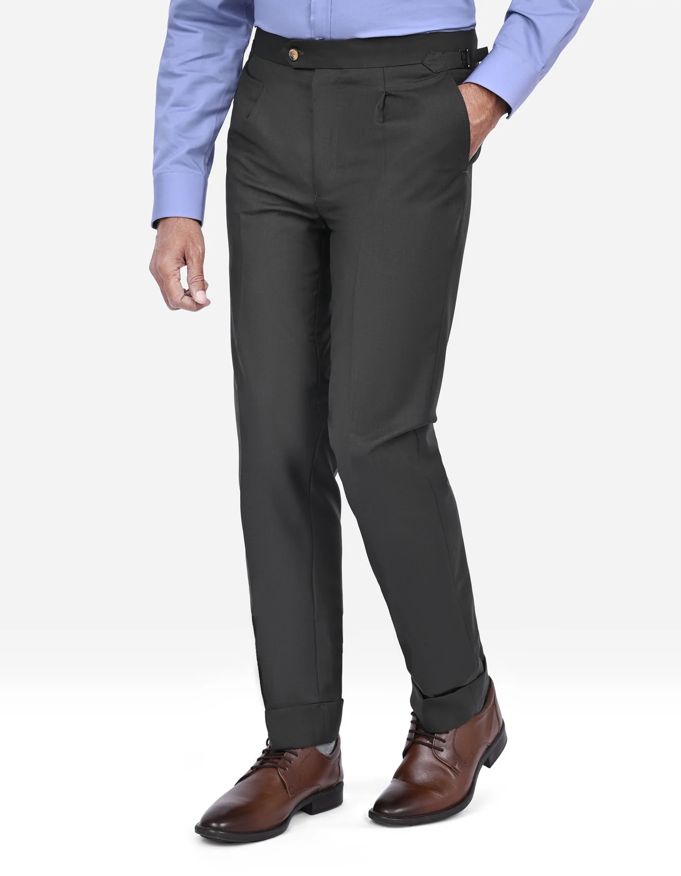 D Green Plain Tailored Smart Fit Formal Trouser