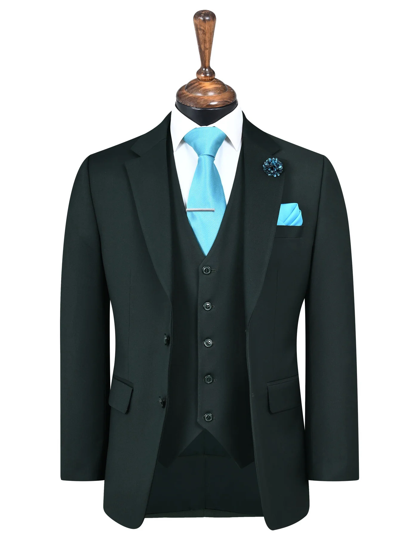D Green Plain Tailored Smart Fit Suit