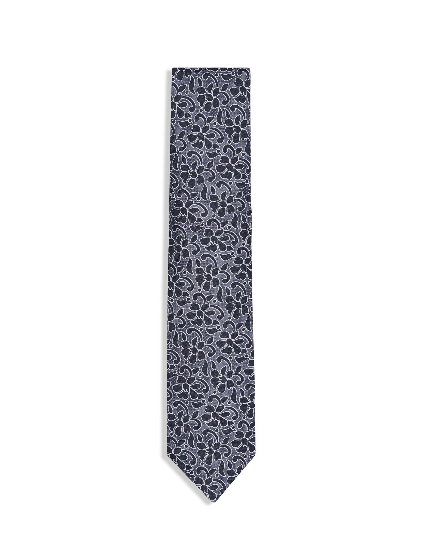 D Grey Floral Tie - Image 2