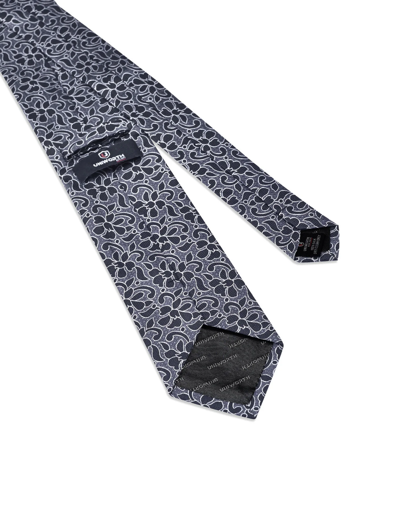 D Grey Floral Tie - Image 3