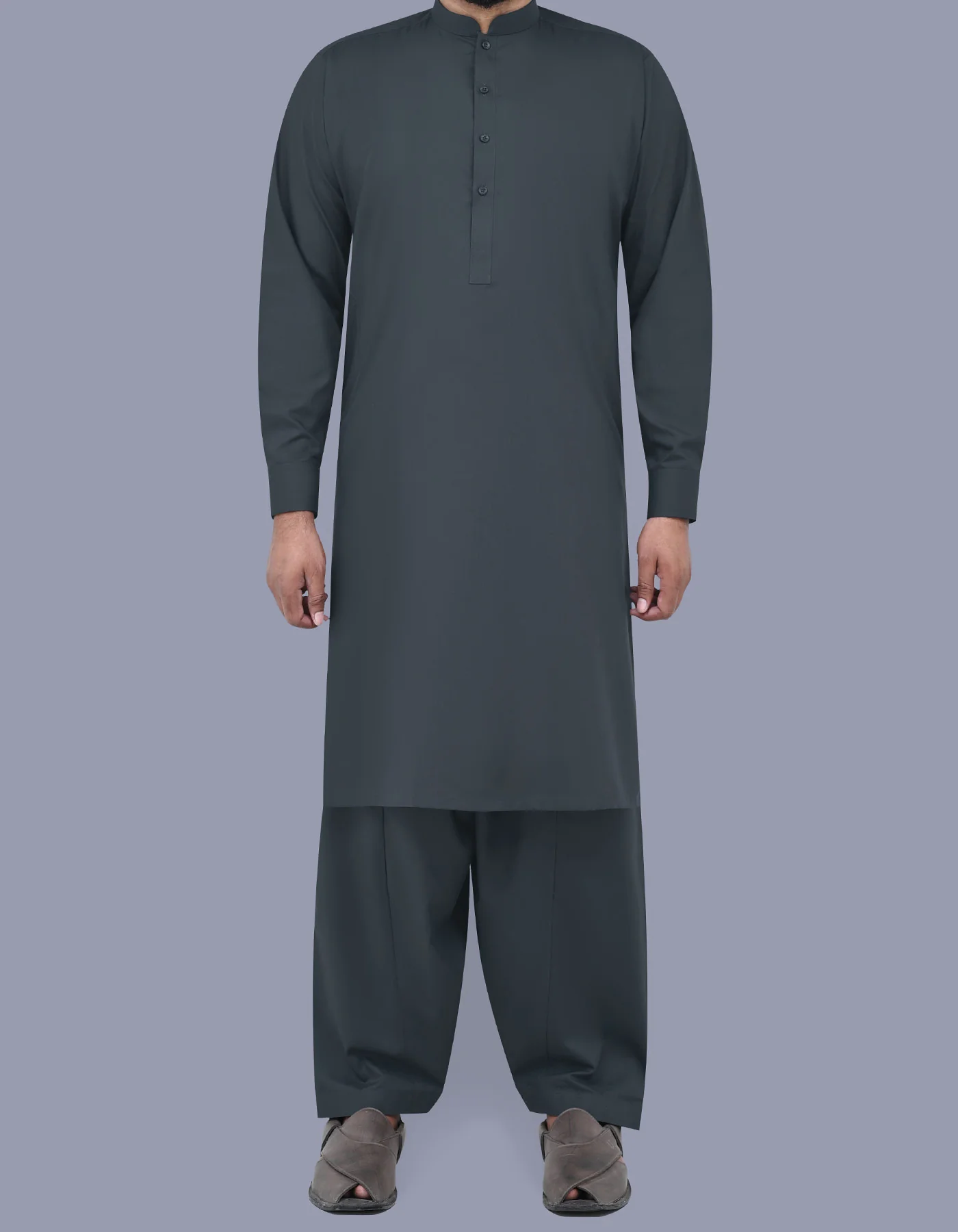 D Grey Plain Kameez Shalwar