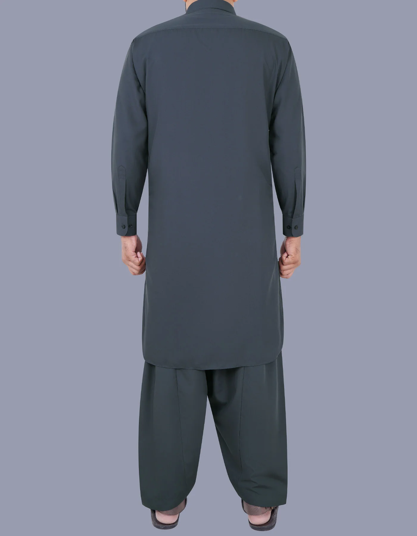D Grey Plain Kameez Shalwar - Image 4