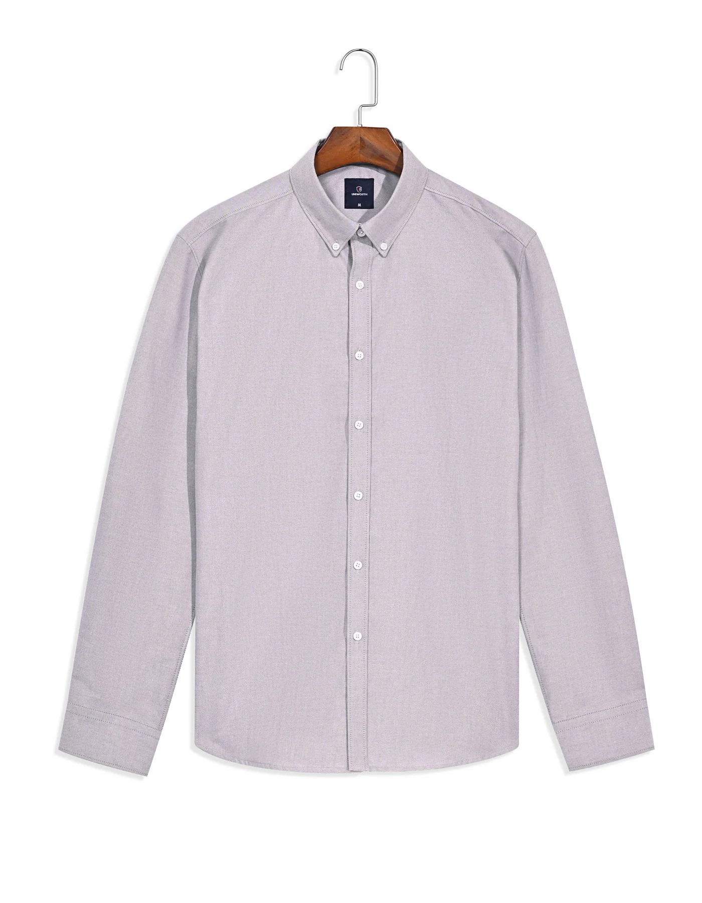 D Grey Plain Regular Fit Casual Shirt - Image 2