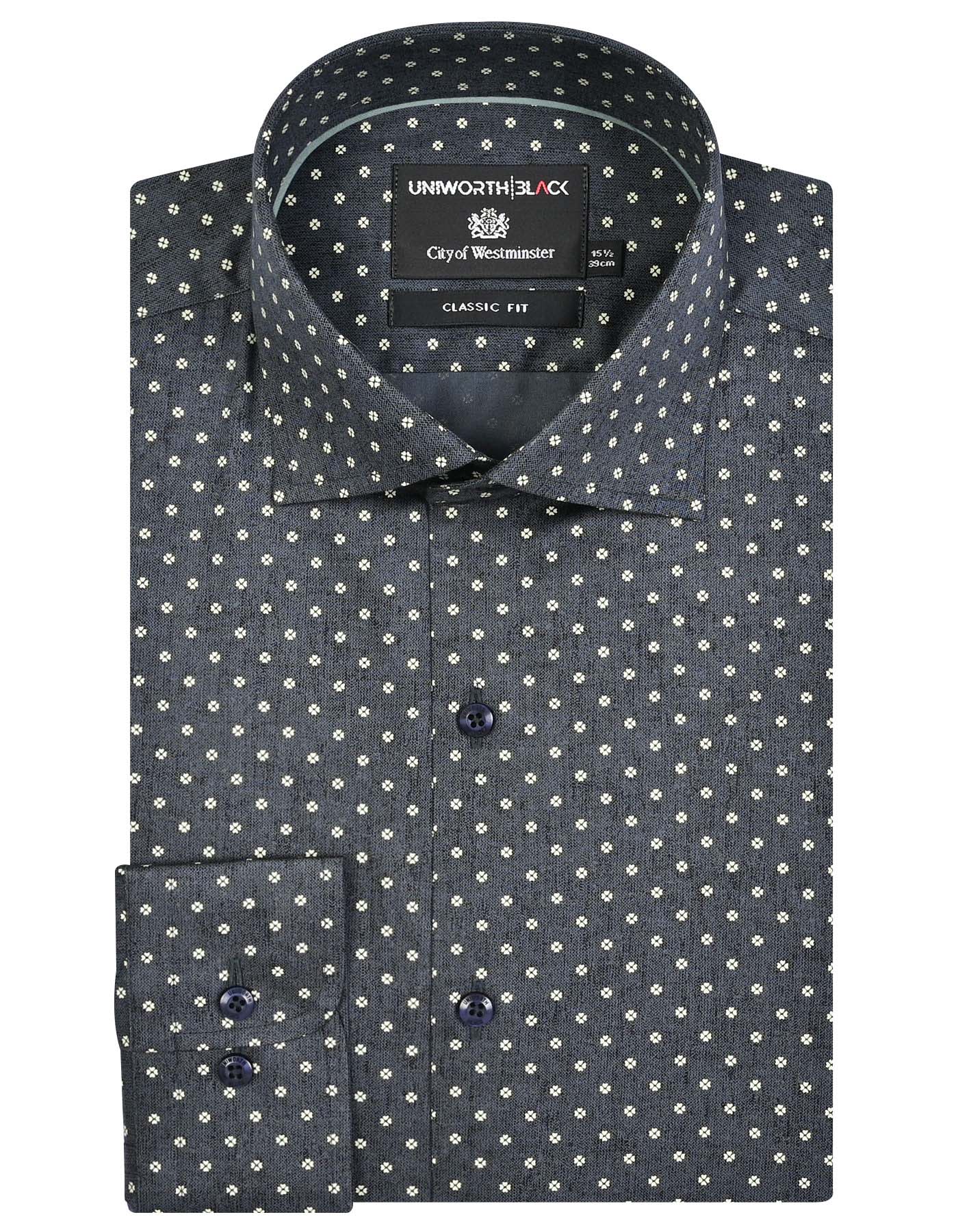 D Grey Printed Classic Fit Shirt
