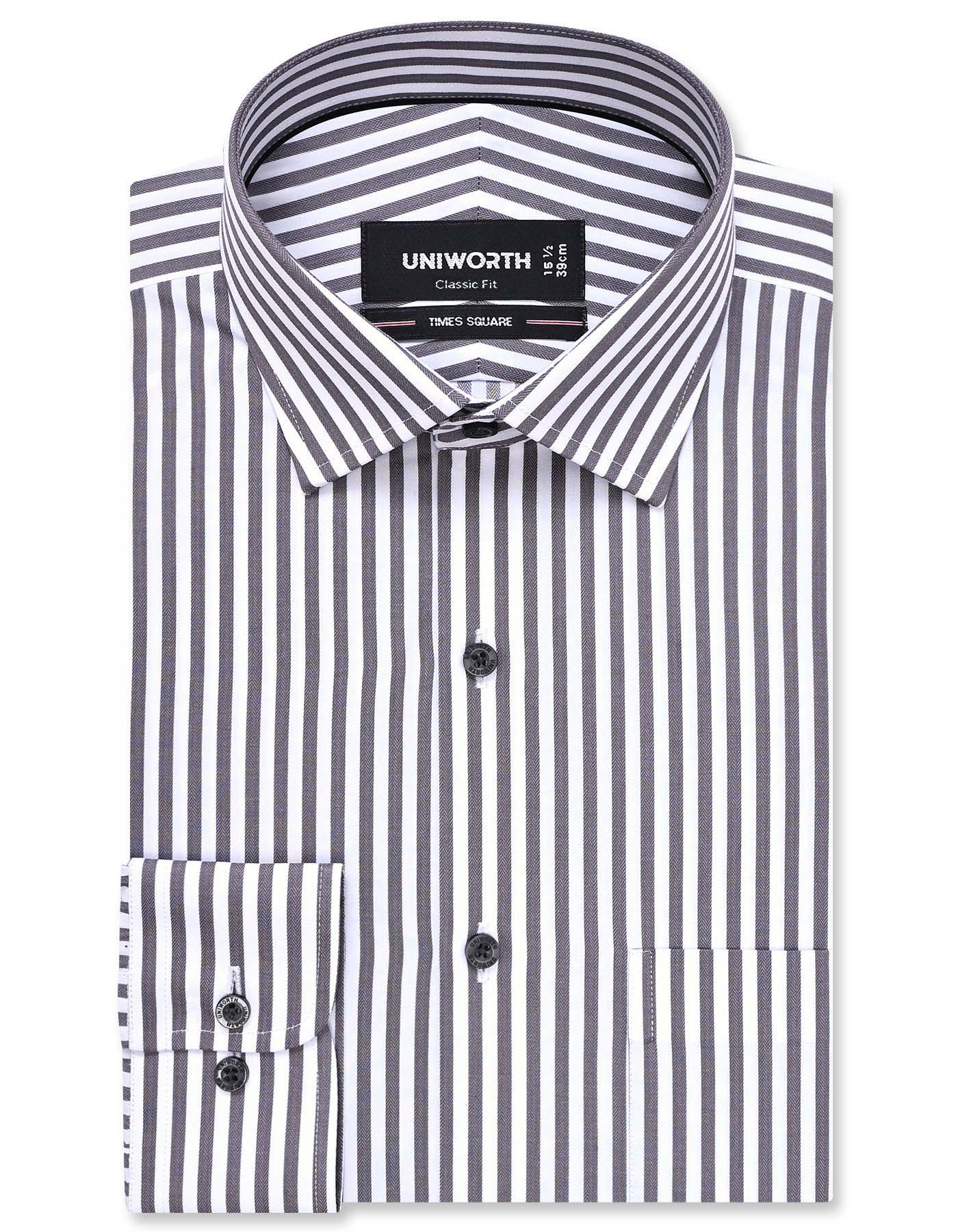 D Grey Stripe Classic Fit Shirt